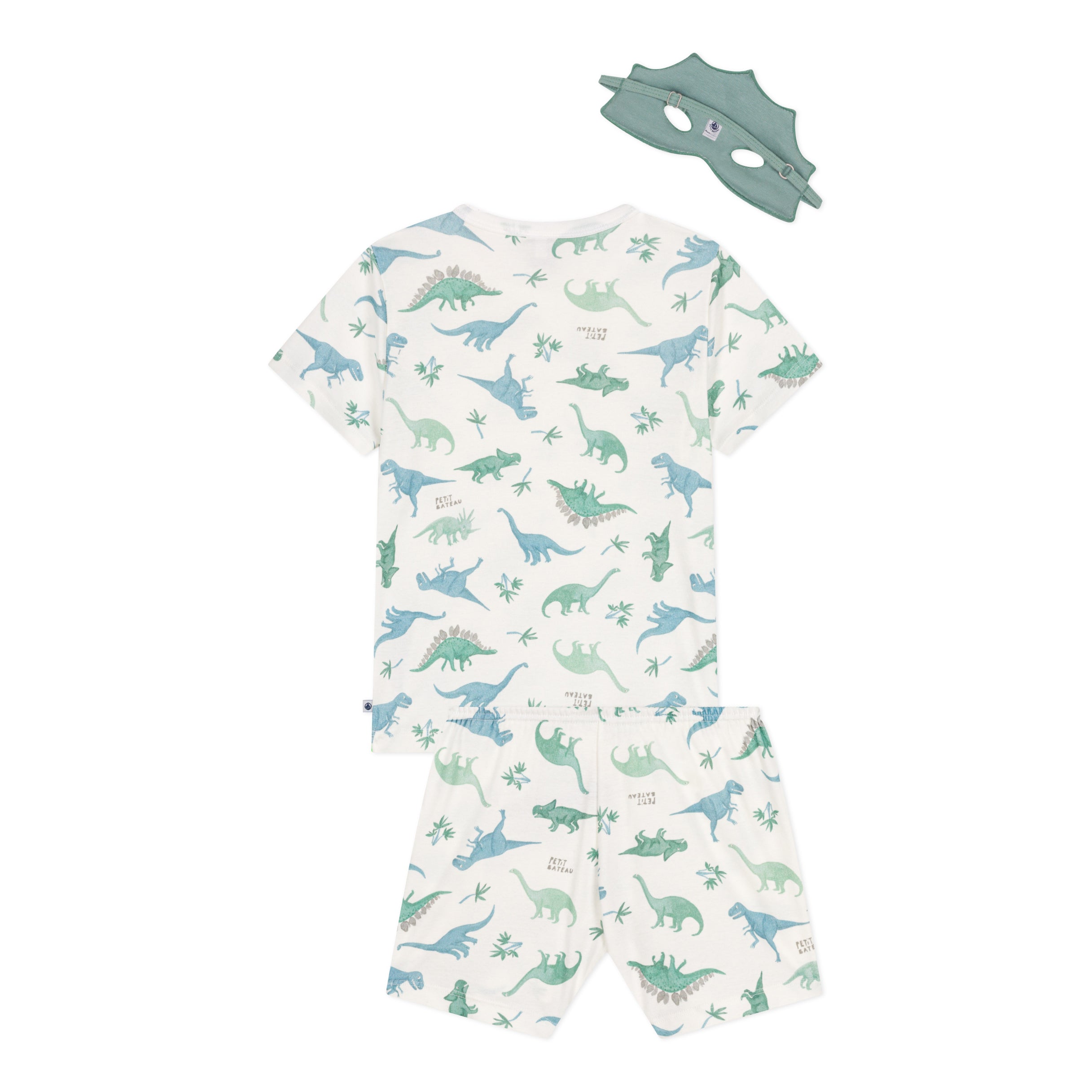 Boys Green Printed Dinosaur Cotton Pajama Set