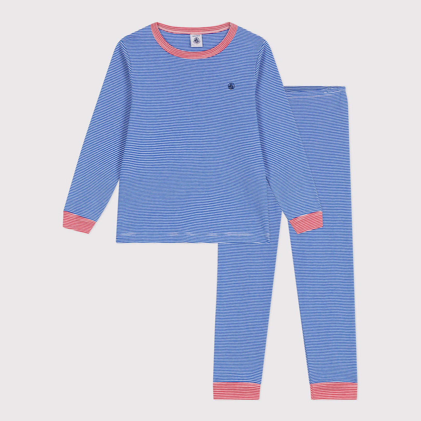 Boys Blue Stripes Cotton Nightwear Set