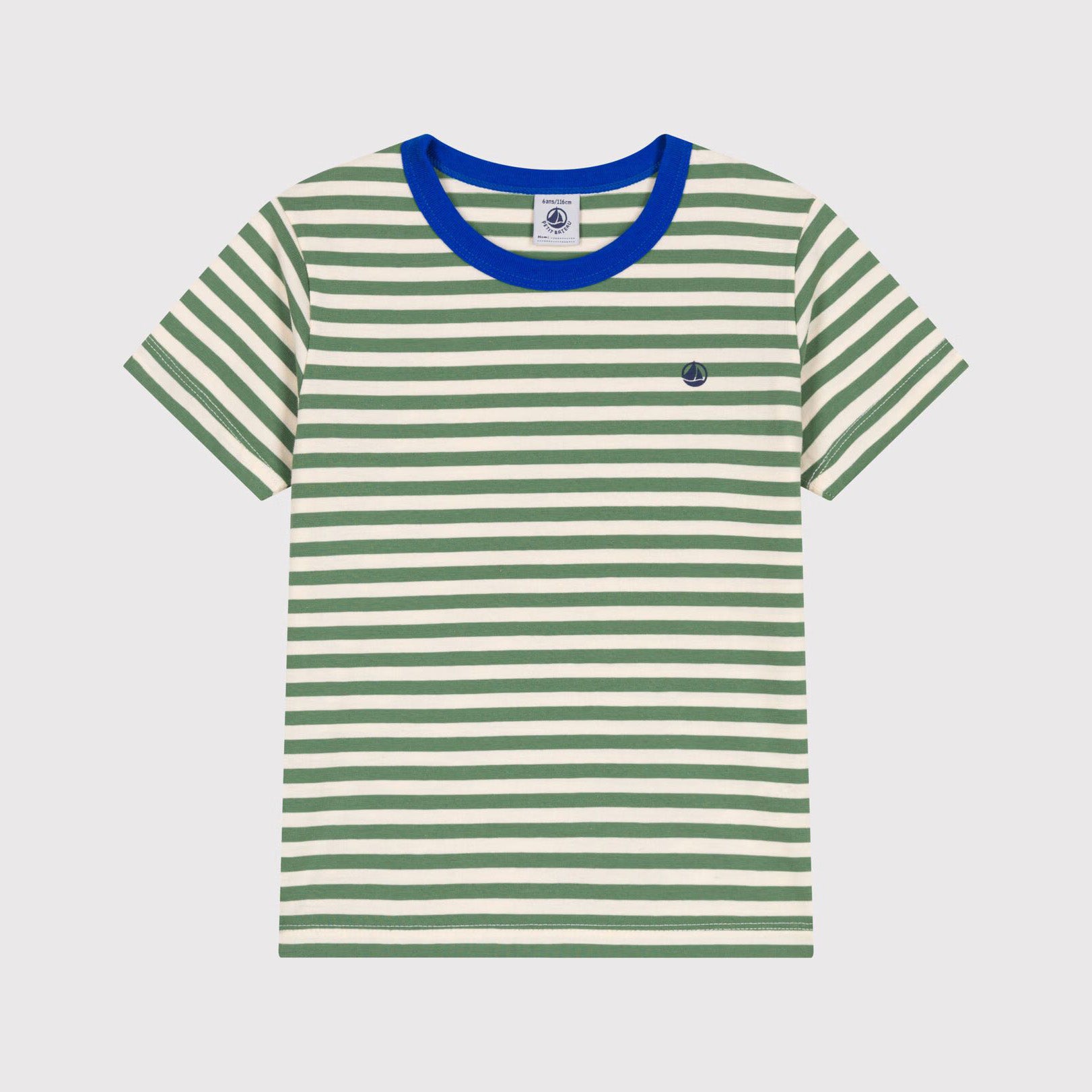 Boys Green Stripes Cotton T-Shirt