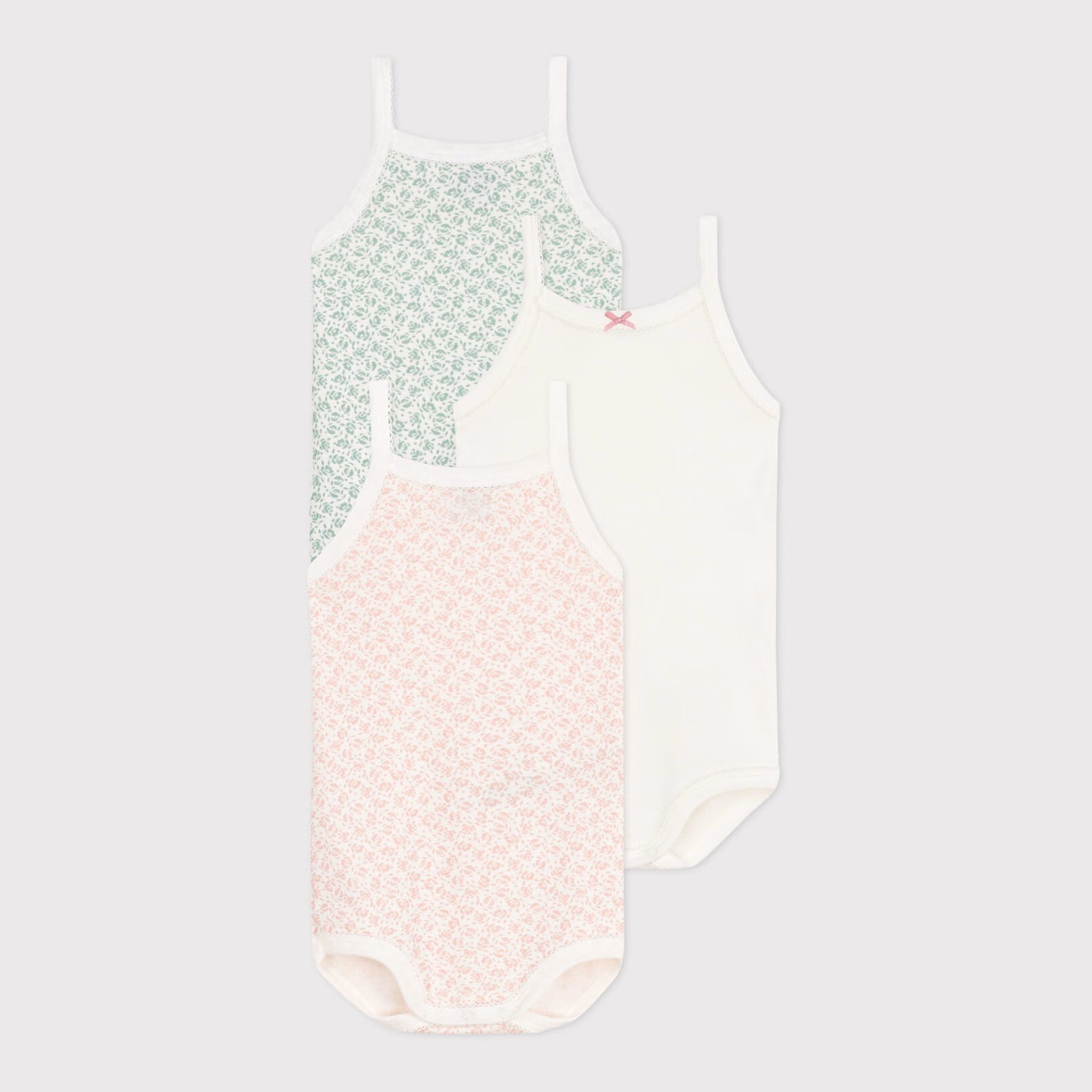 Baby Girls Tricolor Cotton Babysuit Set(3 Pack)