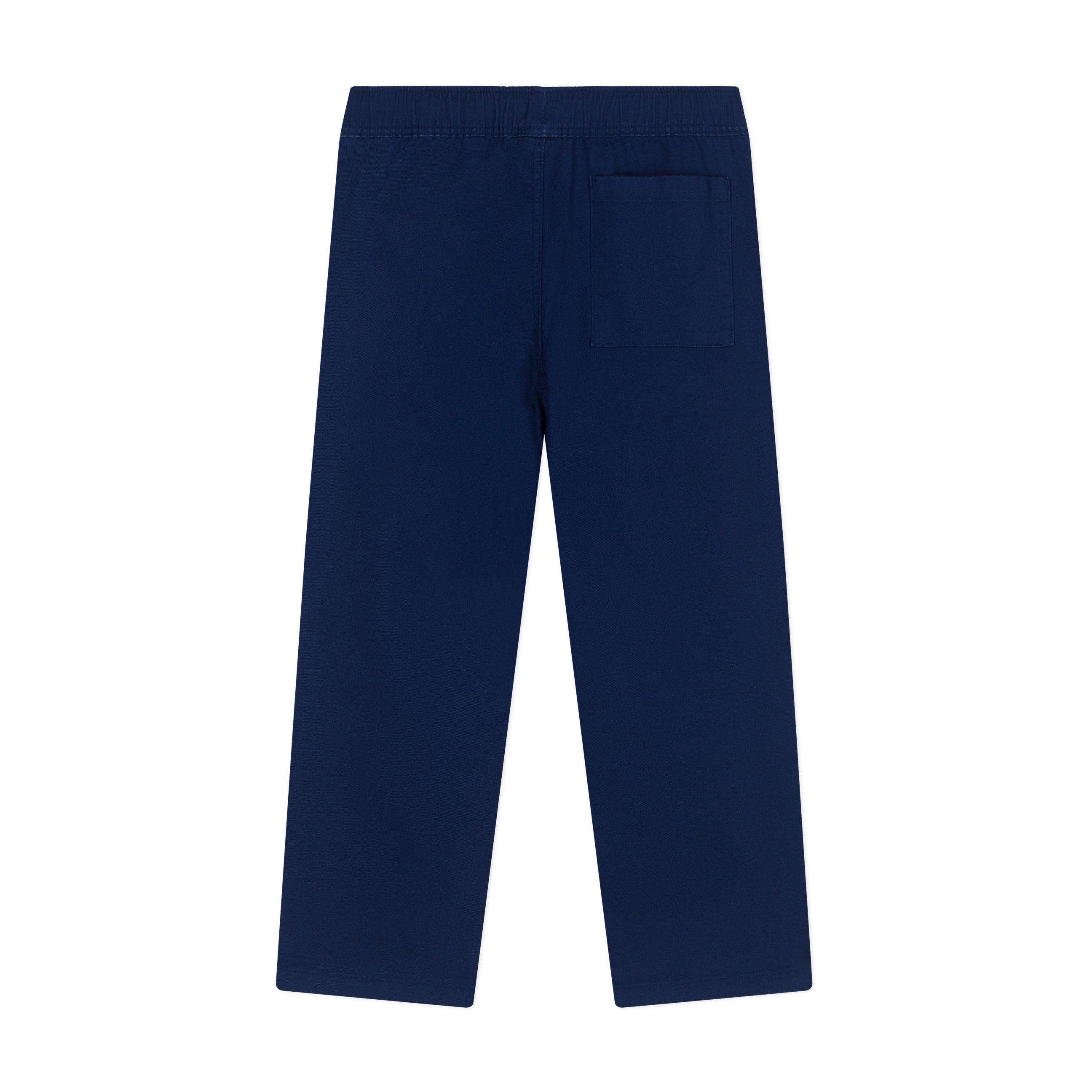 Boys Blue Embroidery Logo Cotton Trousers