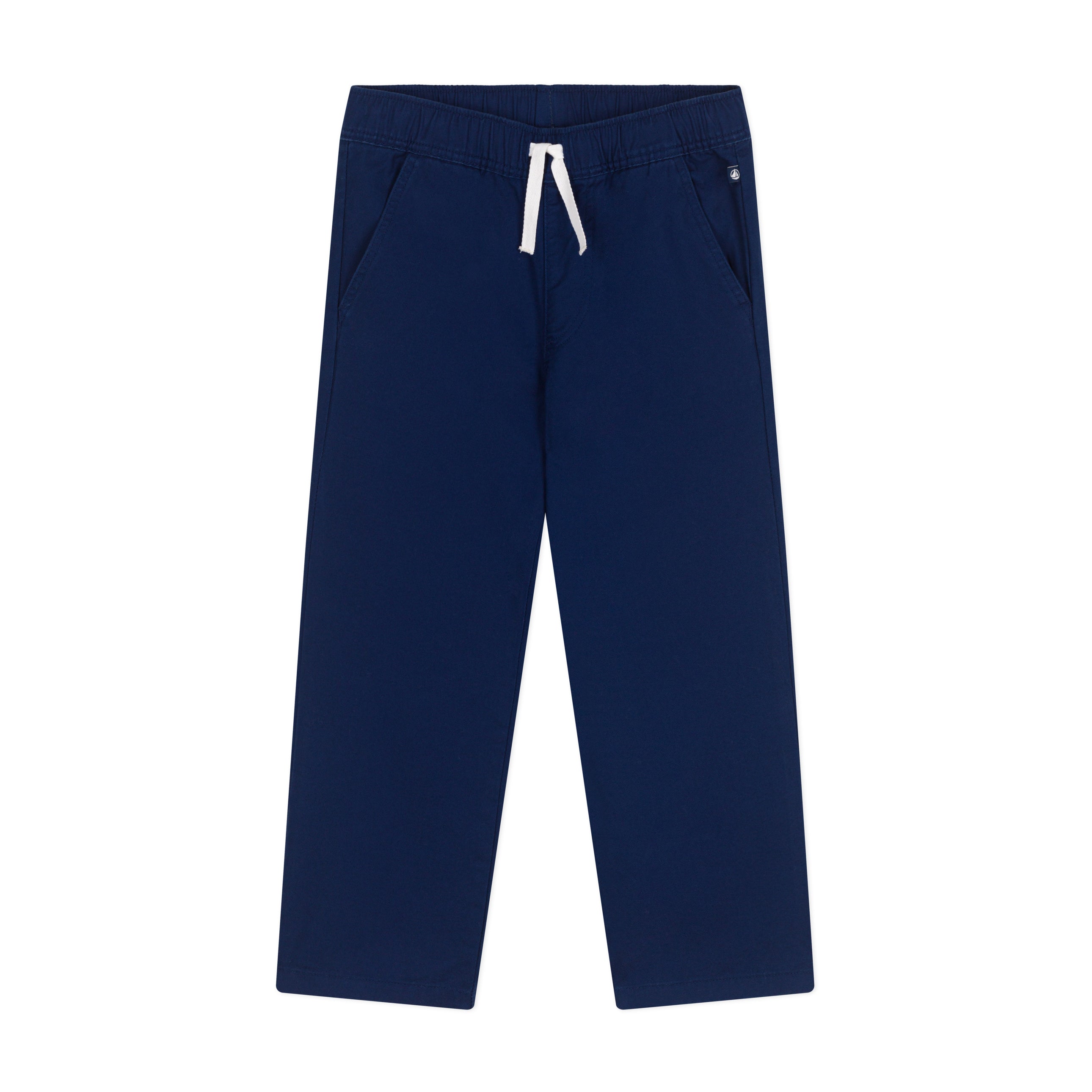 Boys Blue Embroidery Logo Cotton Trousers