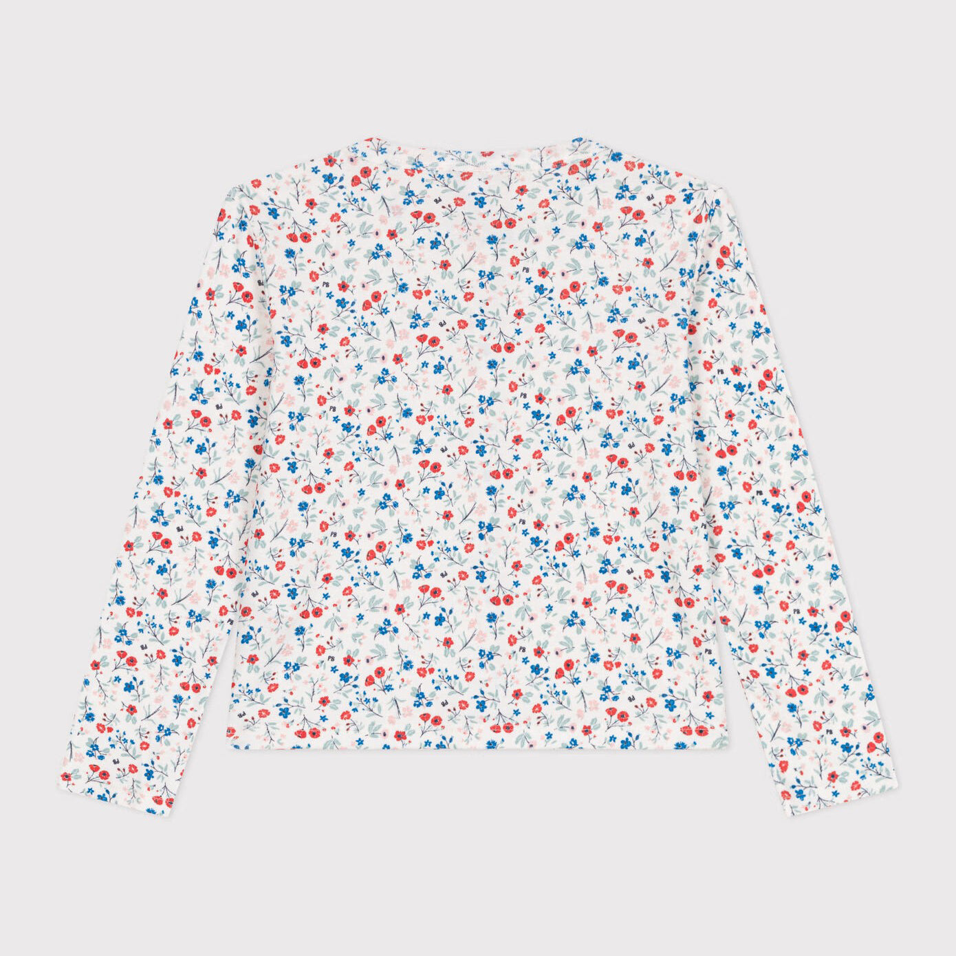 Girls White Floral Cotton Cardigan