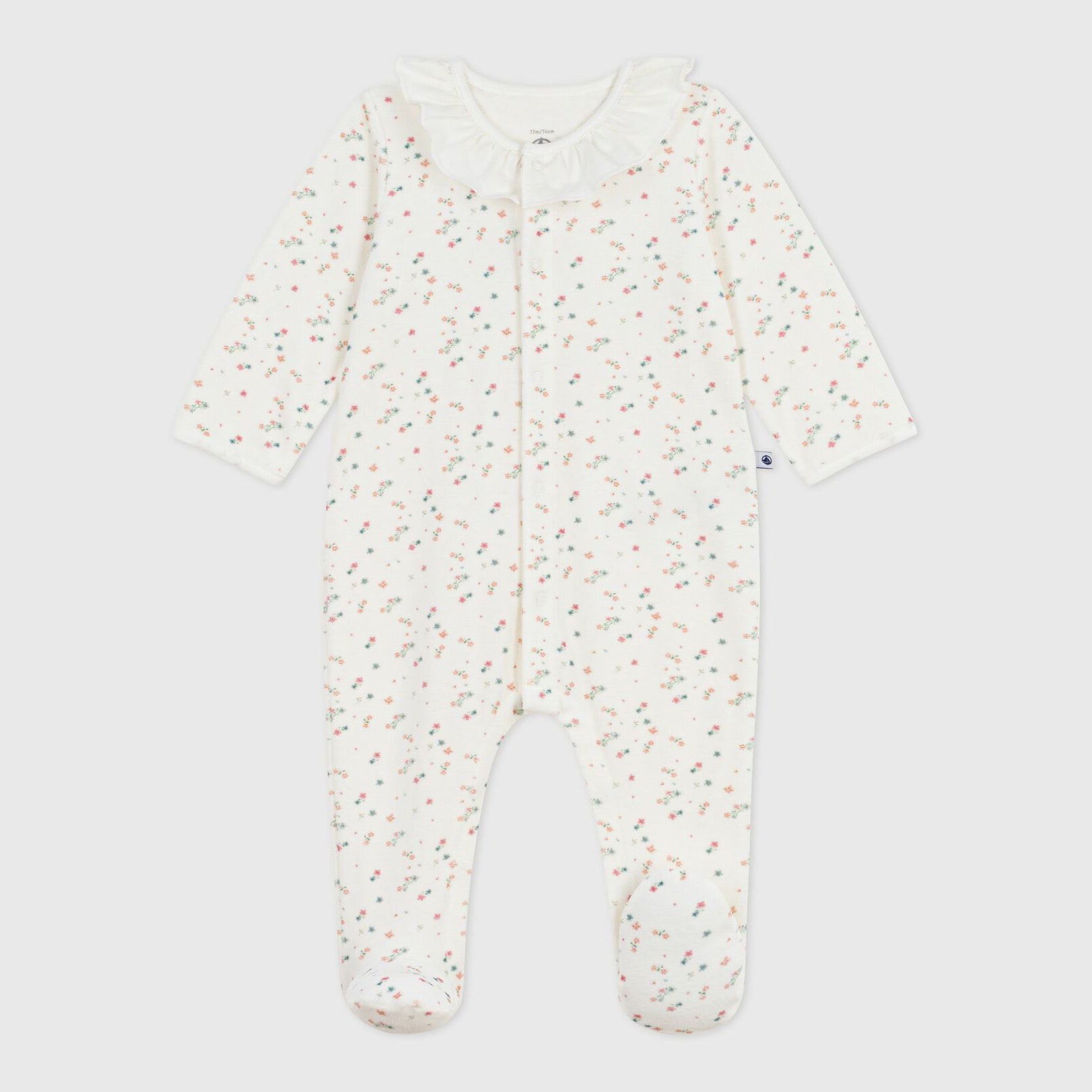Baby Girls White Floral Cotton Babysuit