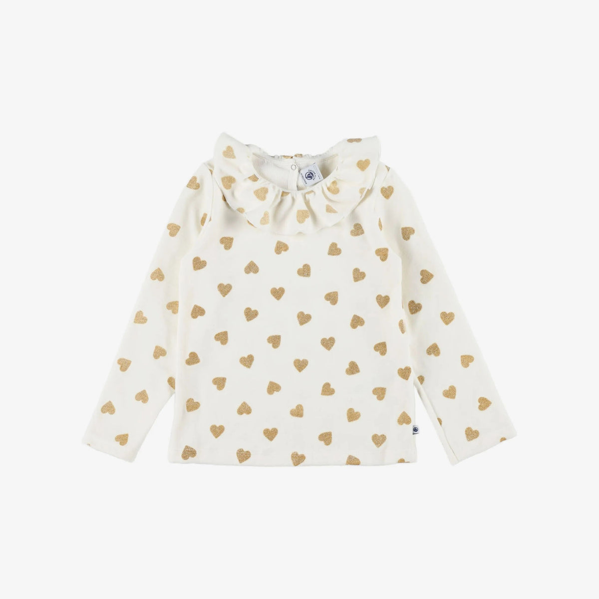 Girls White Heart Printed Cotton Nightwear Set