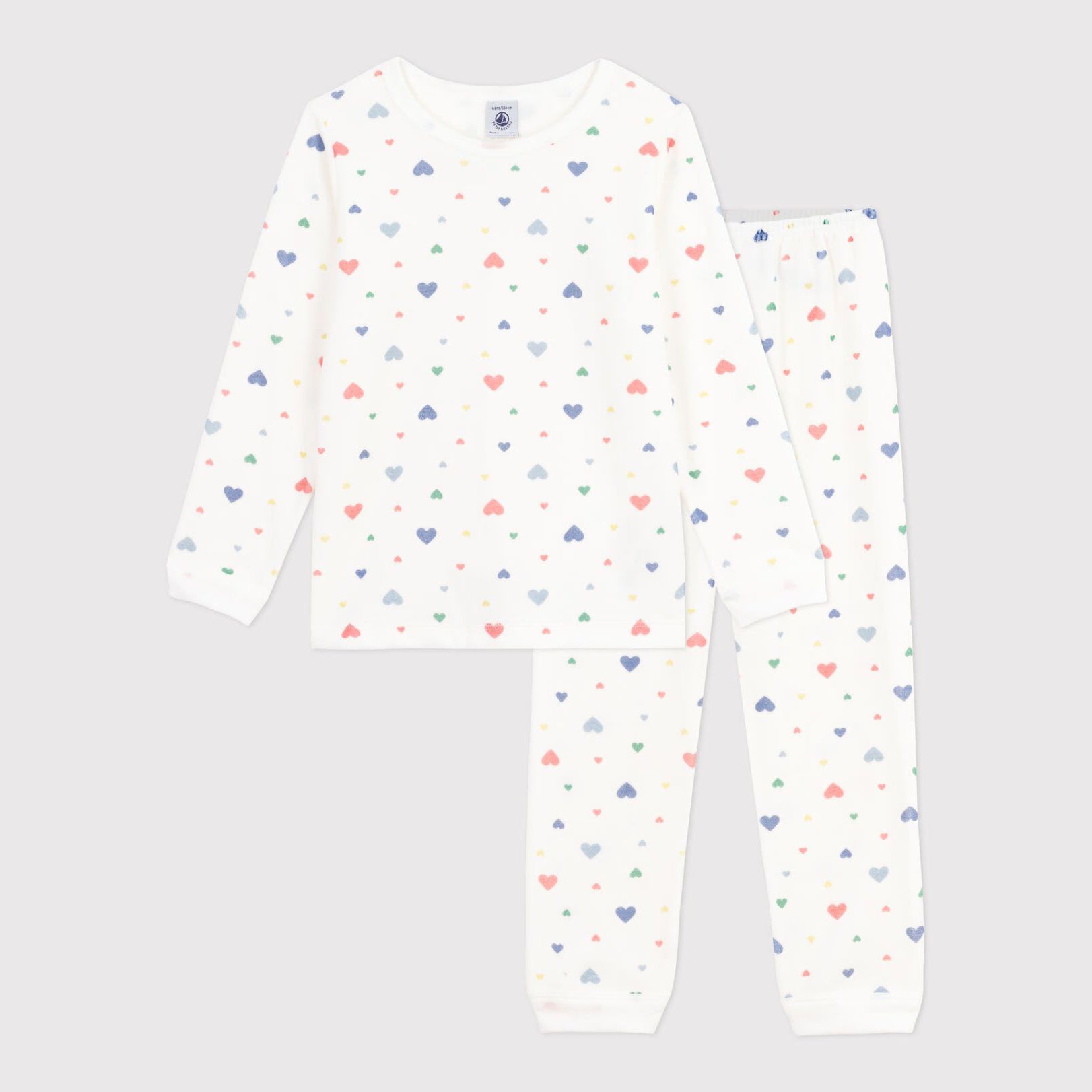 Girls White Heart Cotton Nightwear Set