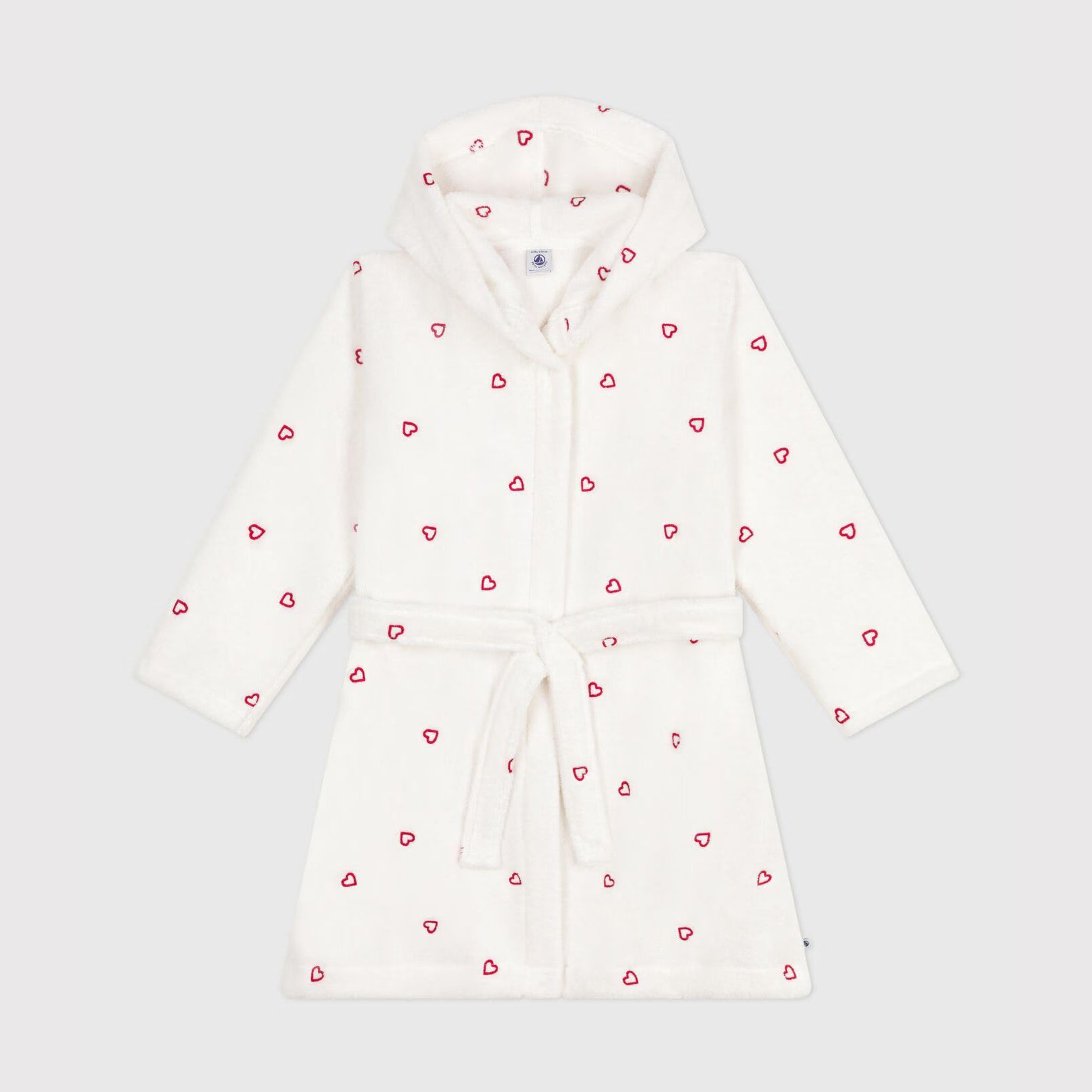 Girls White Heart Bathrobe
