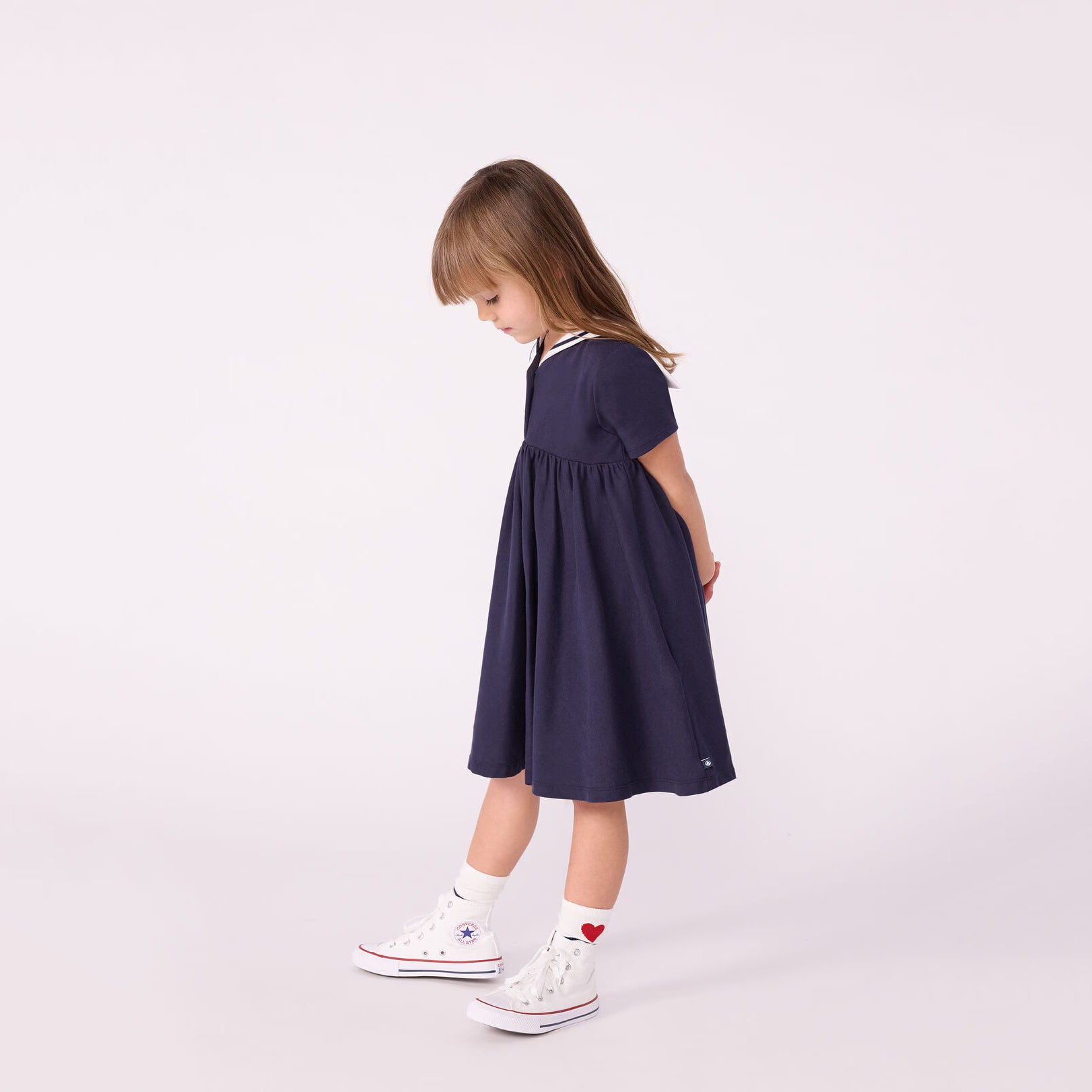 Girls Navy Cotton Dress