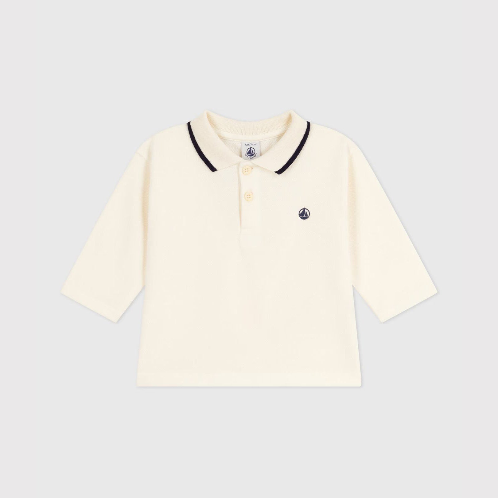Baby Boys White Cotton Polo Shirt