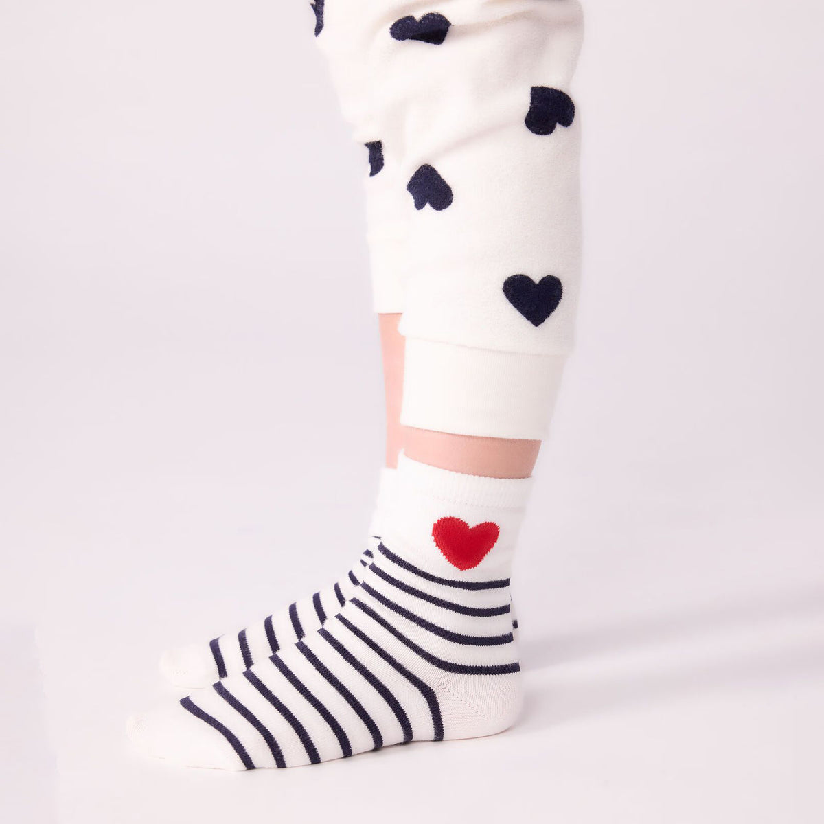 Girls Tricolor Stripes Cotton Socks Set(3 Pack)