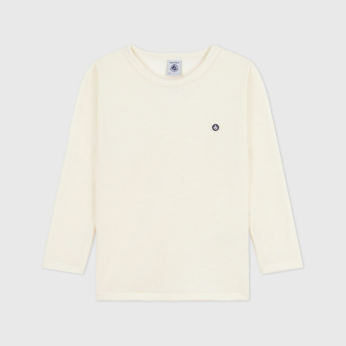 Girls White Cotton Long Sleeves T-Shirt