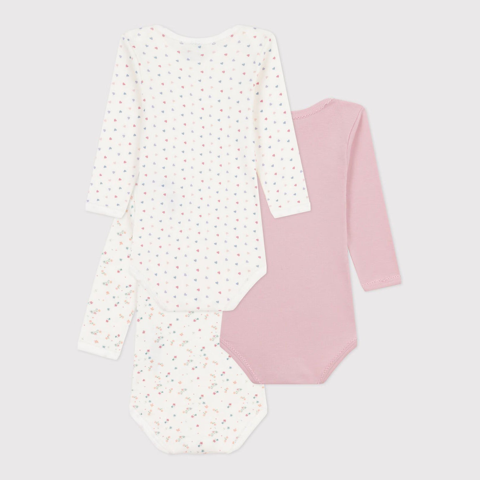 Baby Girls Tricolor Cotton Babysuit Set(3 Pack)