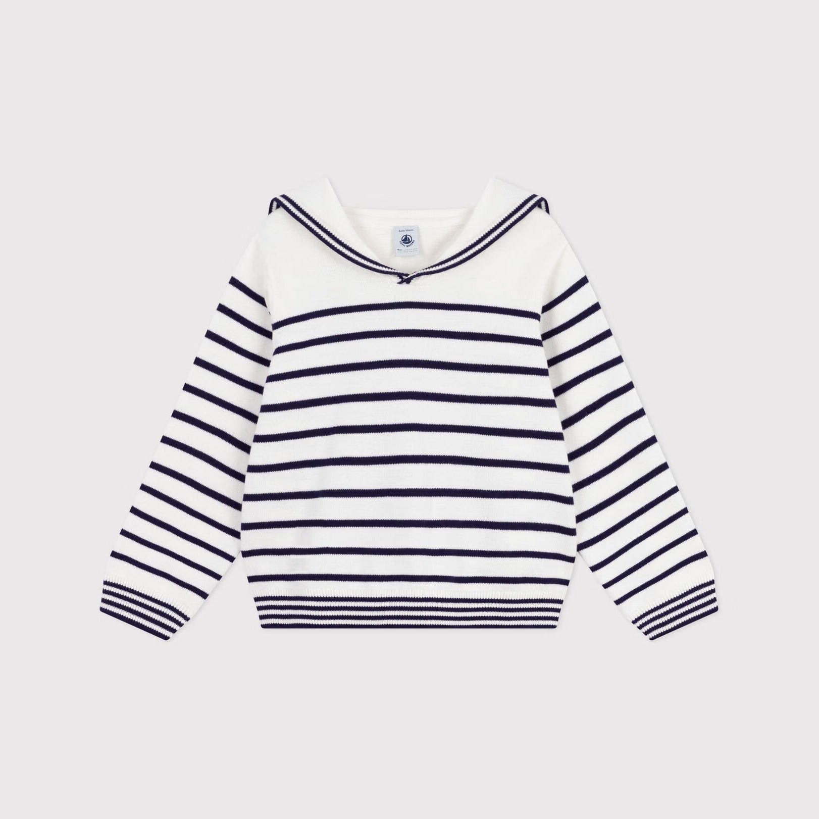 Girls White Stripes Cotton Sweater