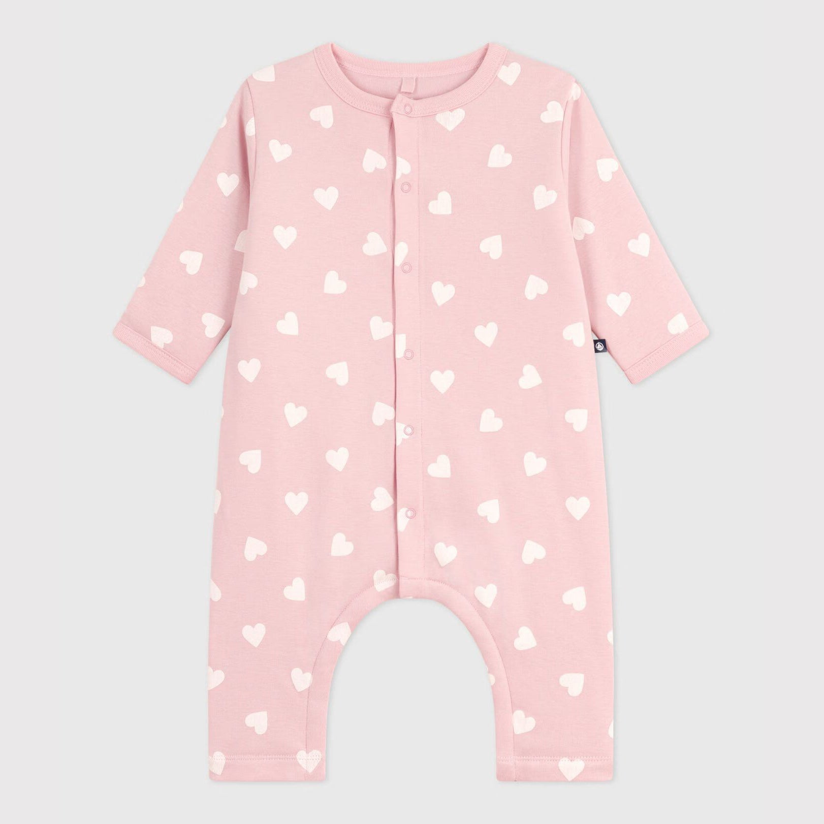 Baby Girls Pink Heart Cotton Babysuit