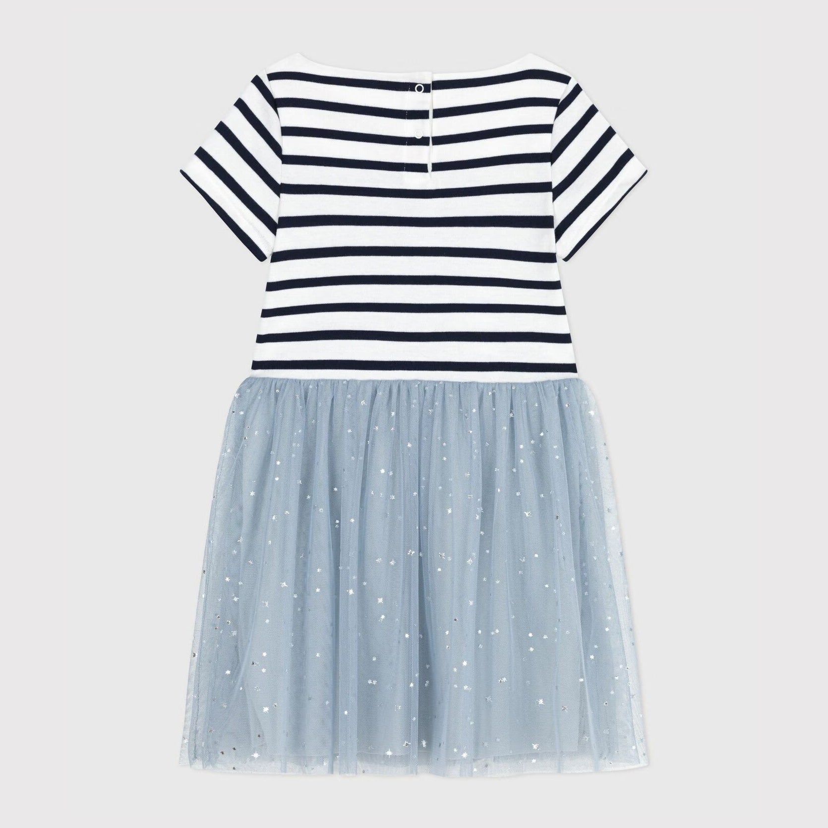 Girls Dark Blue Stripes Cotton Dress