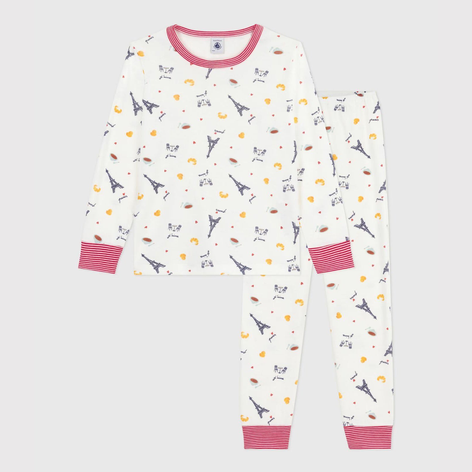 Boys & Girls White Printed Cotton Nightwear Set