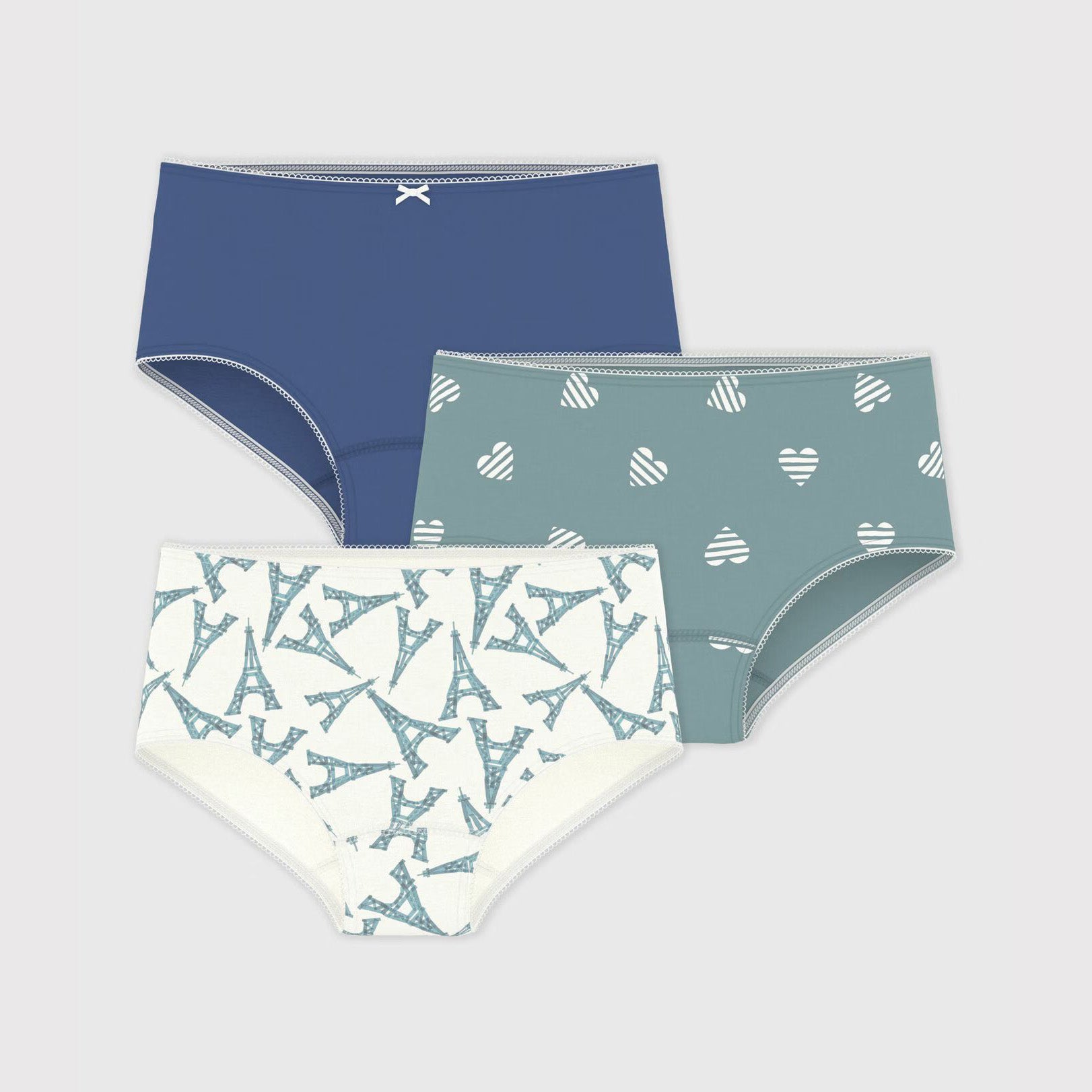 Girls Tricolor Cotton Underwear Set(3 Pack)