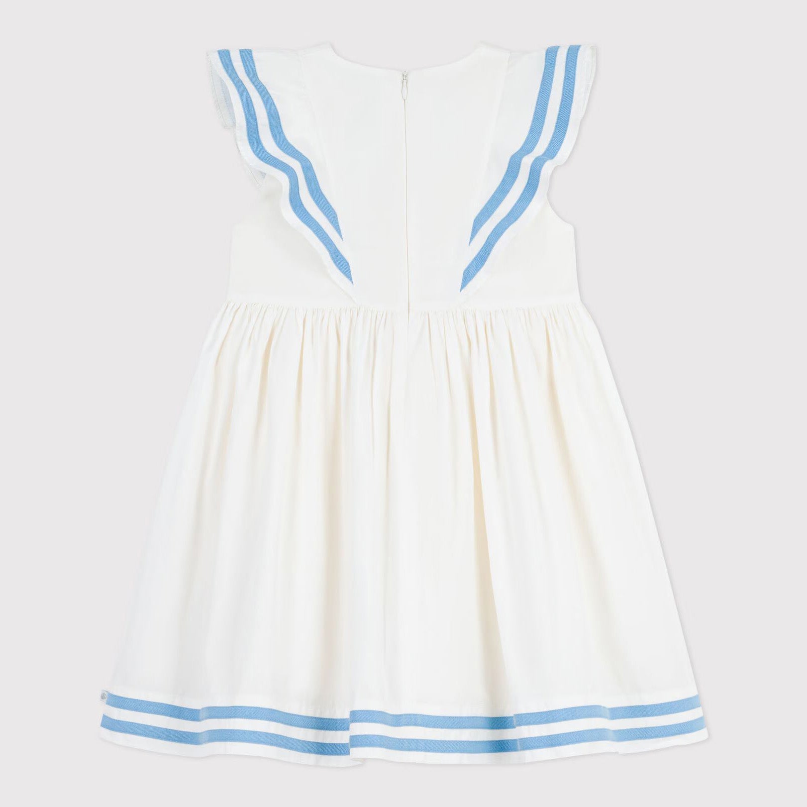 Girls White Ruffled Cotton Dress