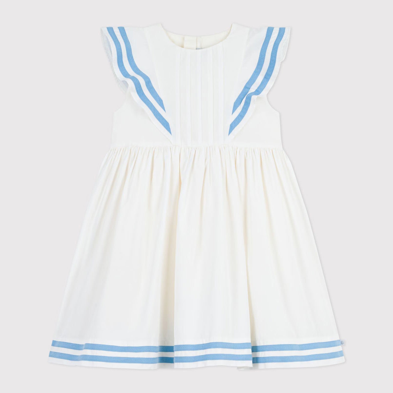 Girls White Ruffled Cotton Dress