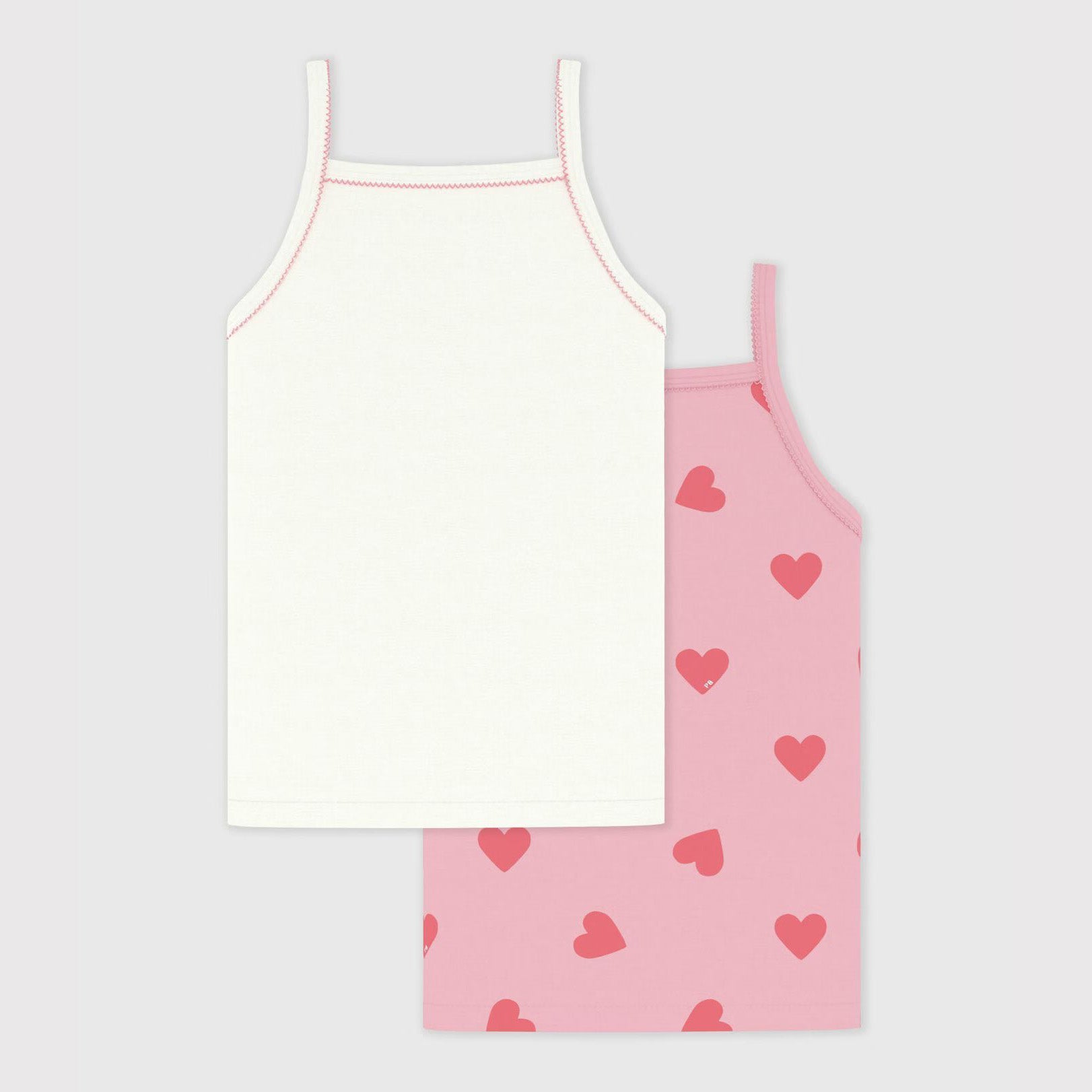 Girls Pink Cotton Vest Set(2 Pack)