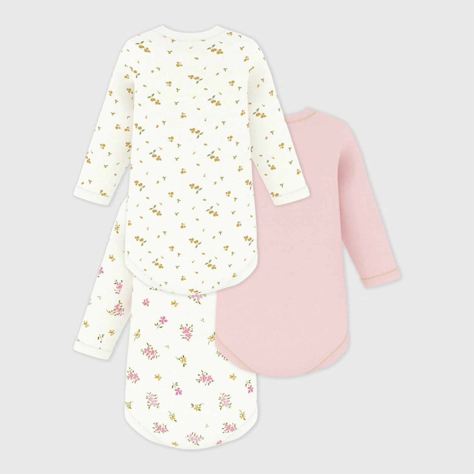 Baby Girls Pink Cotton Babysuit Set(3 Pack)