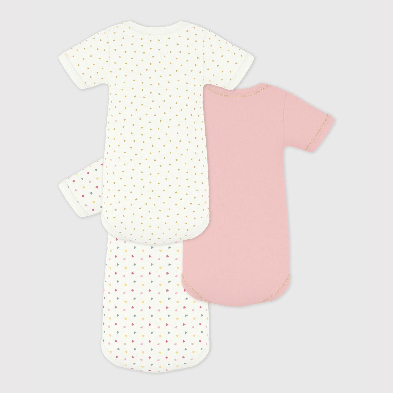 Baby Girls Pink Cotton Babysuit Set(3 Pack)