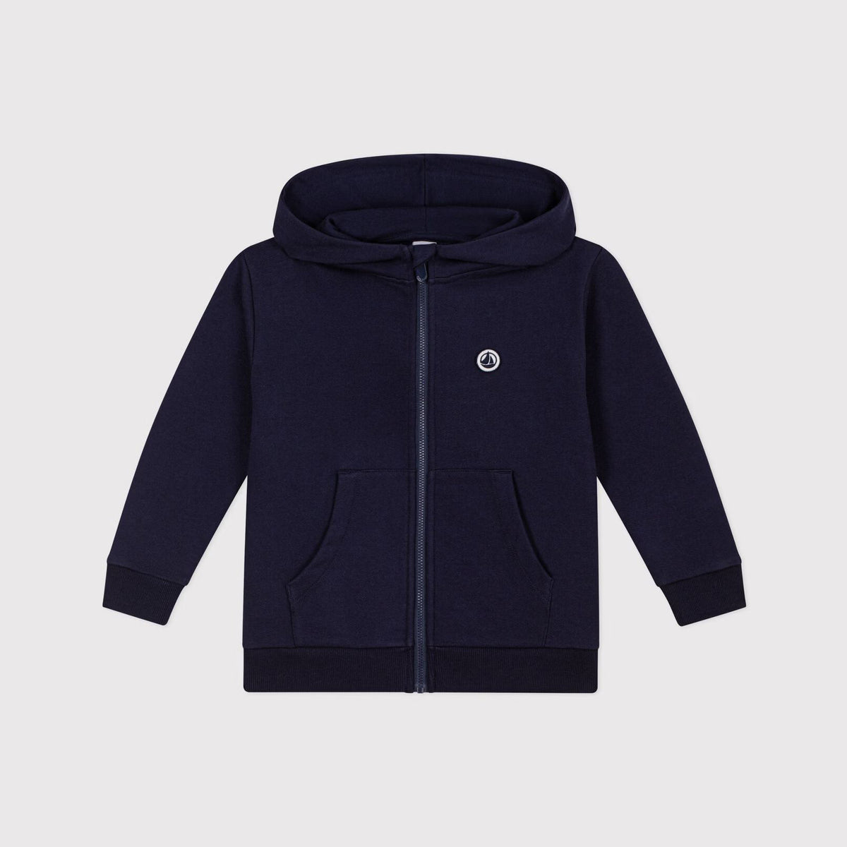 Haut zippé à capuche en coton bleu marine pour garçon