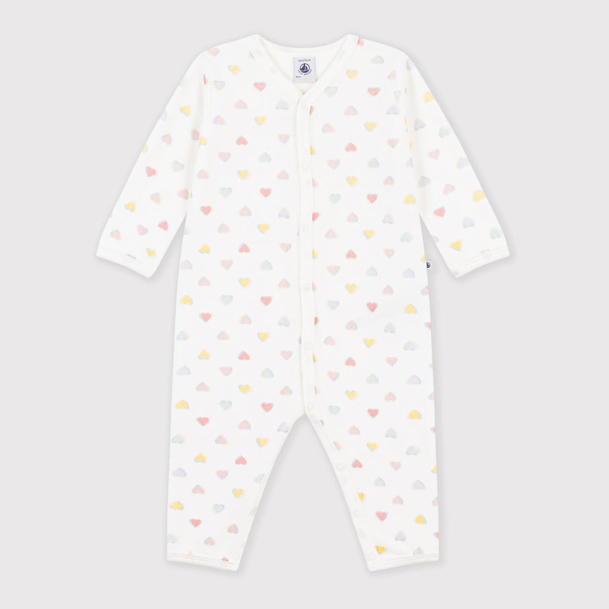 Baby Girls White Heart Printed Cotton Babysuit
