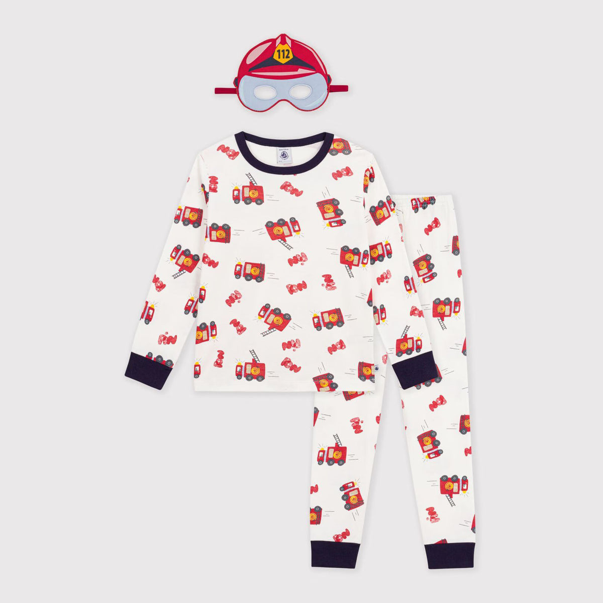 Boys White Printed Cotton Nightwear Set