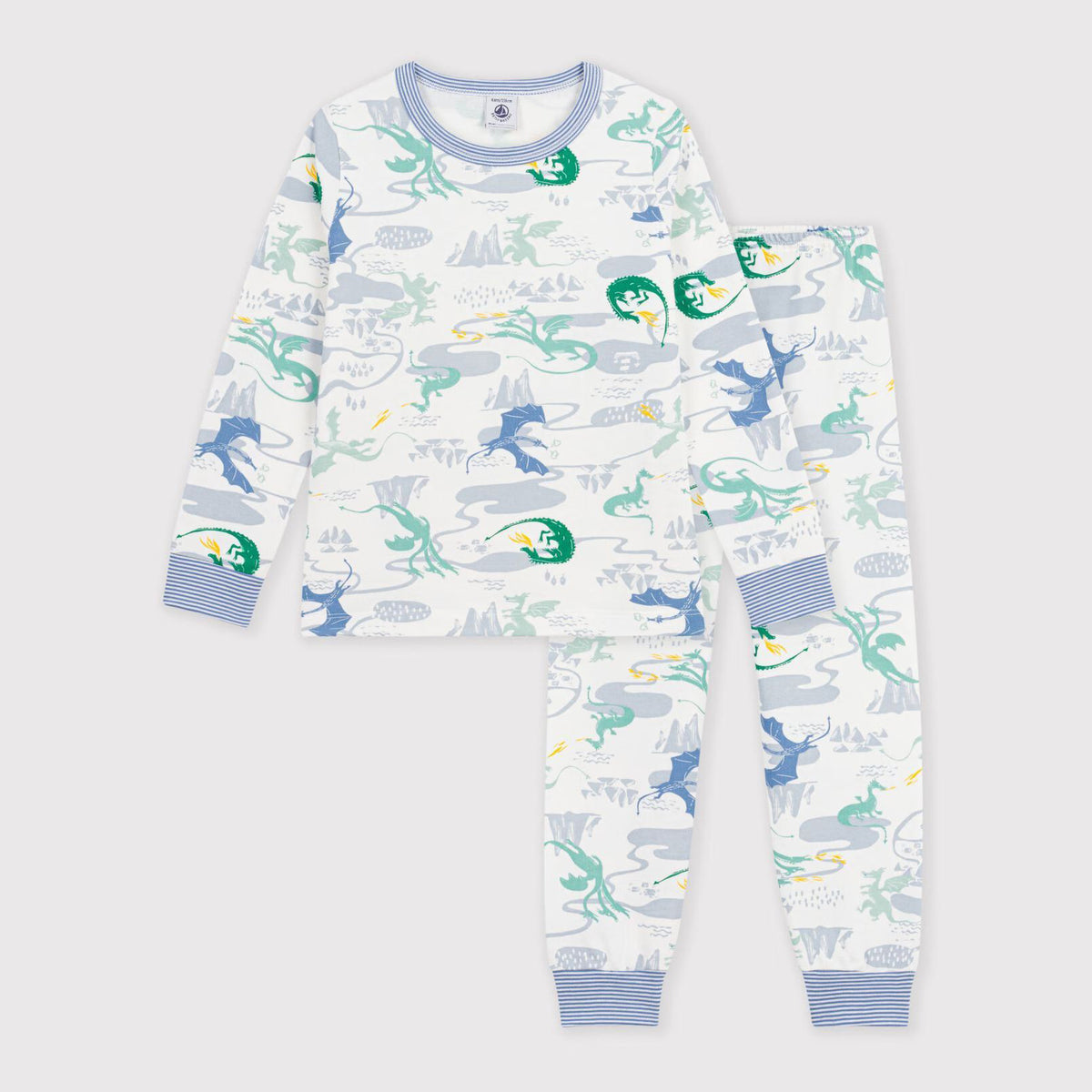 Boys White Printed Cotton Nightwear Set