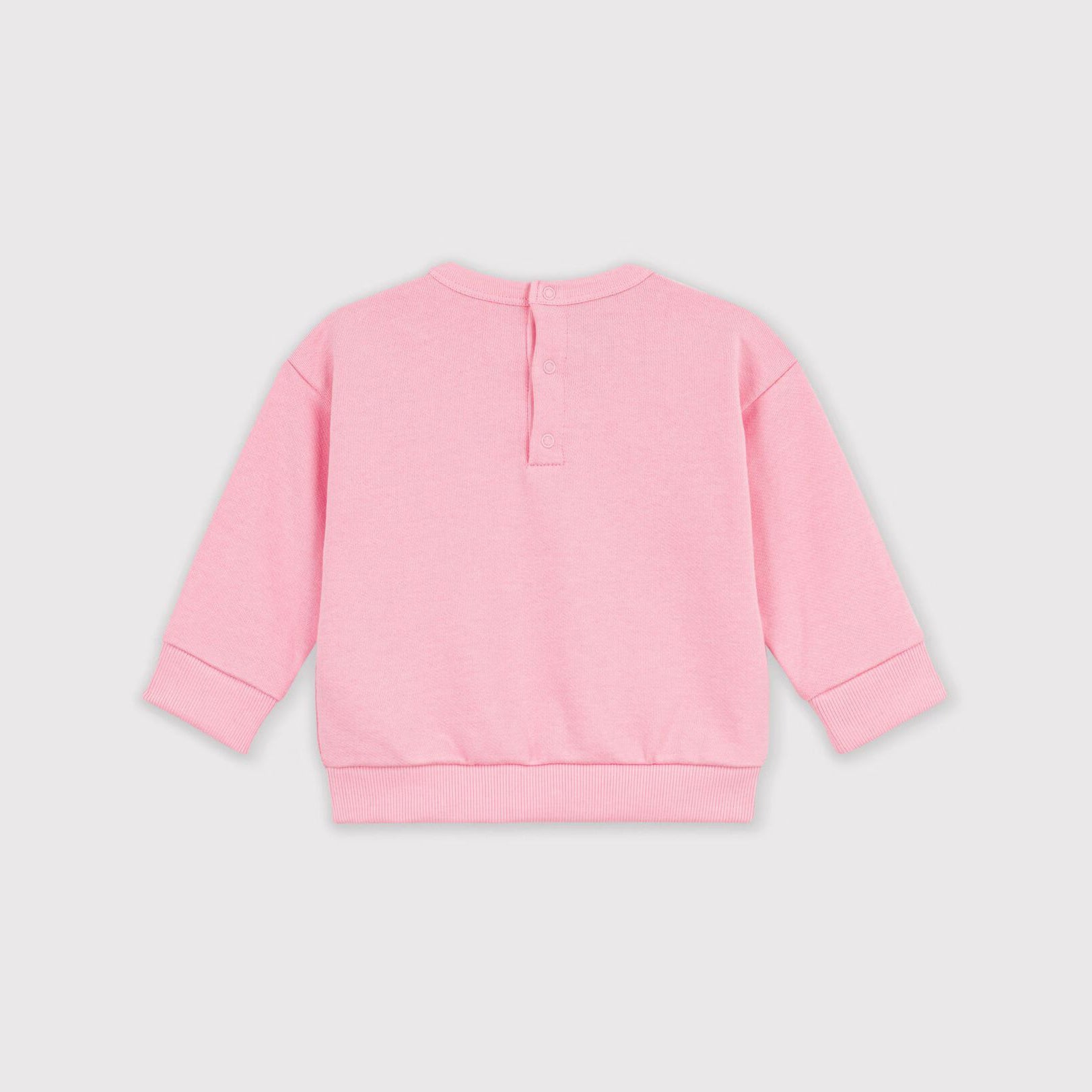 Sweat-shirt en coton rose à logo pour bébé fille