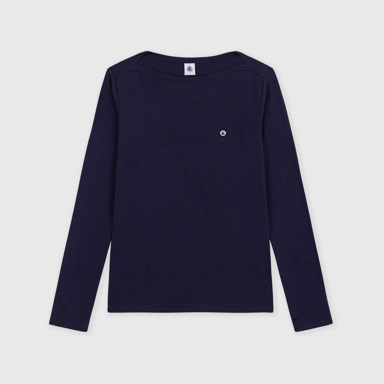 T-shirt à manches longues en coton bleu marine pour femme
