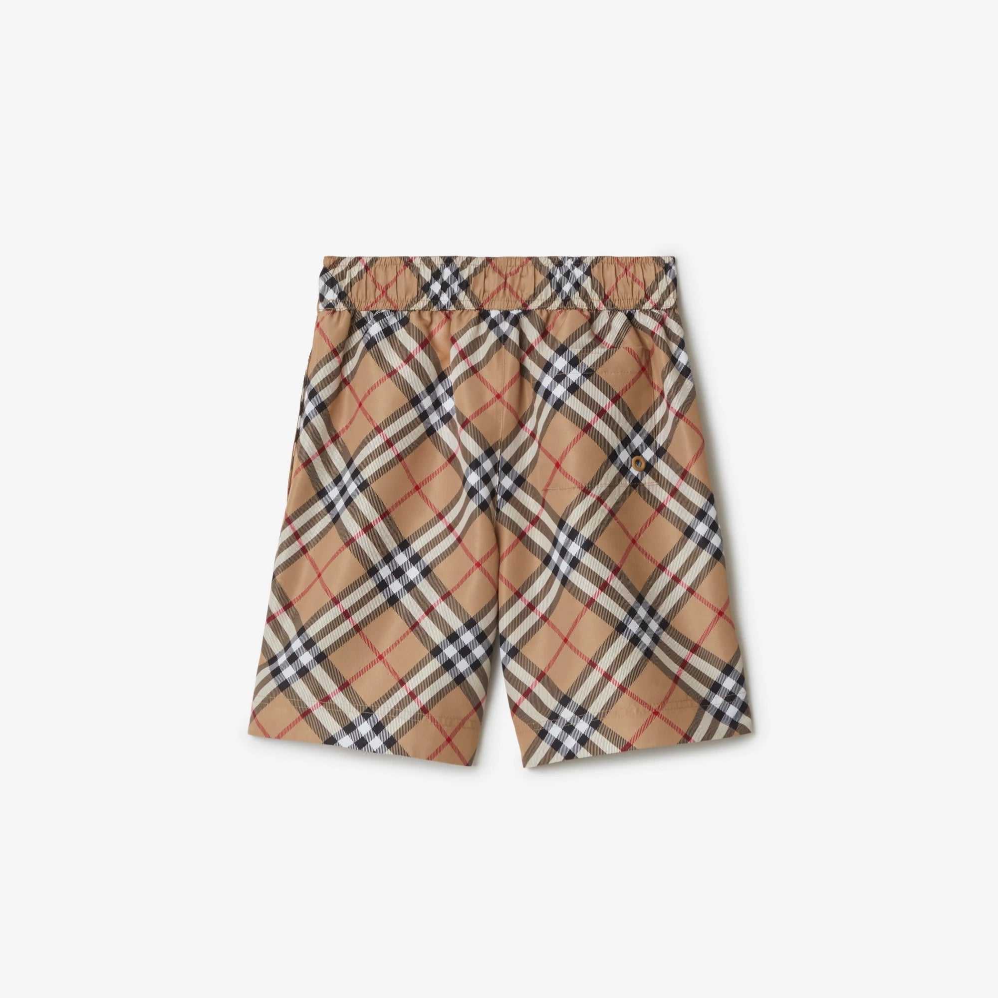 Boys Beige Check Swim Shorts