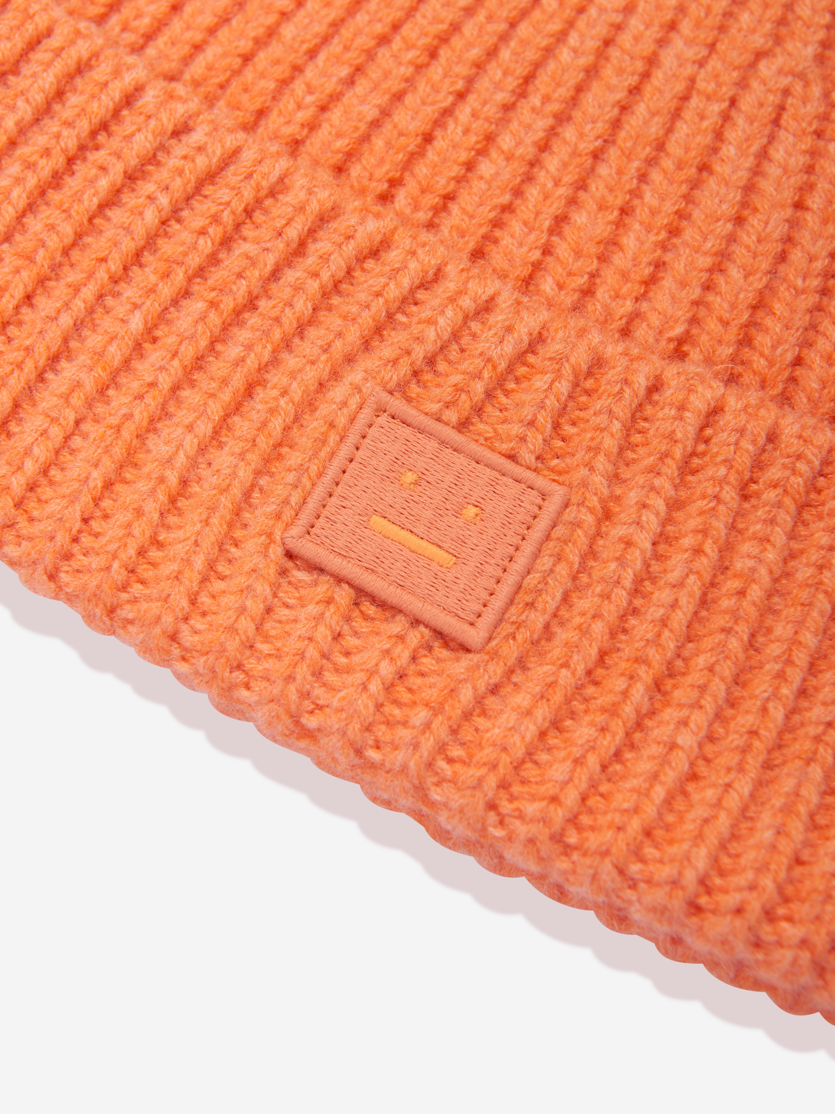 Kids Wool Knitted Beanie Hat in Orange