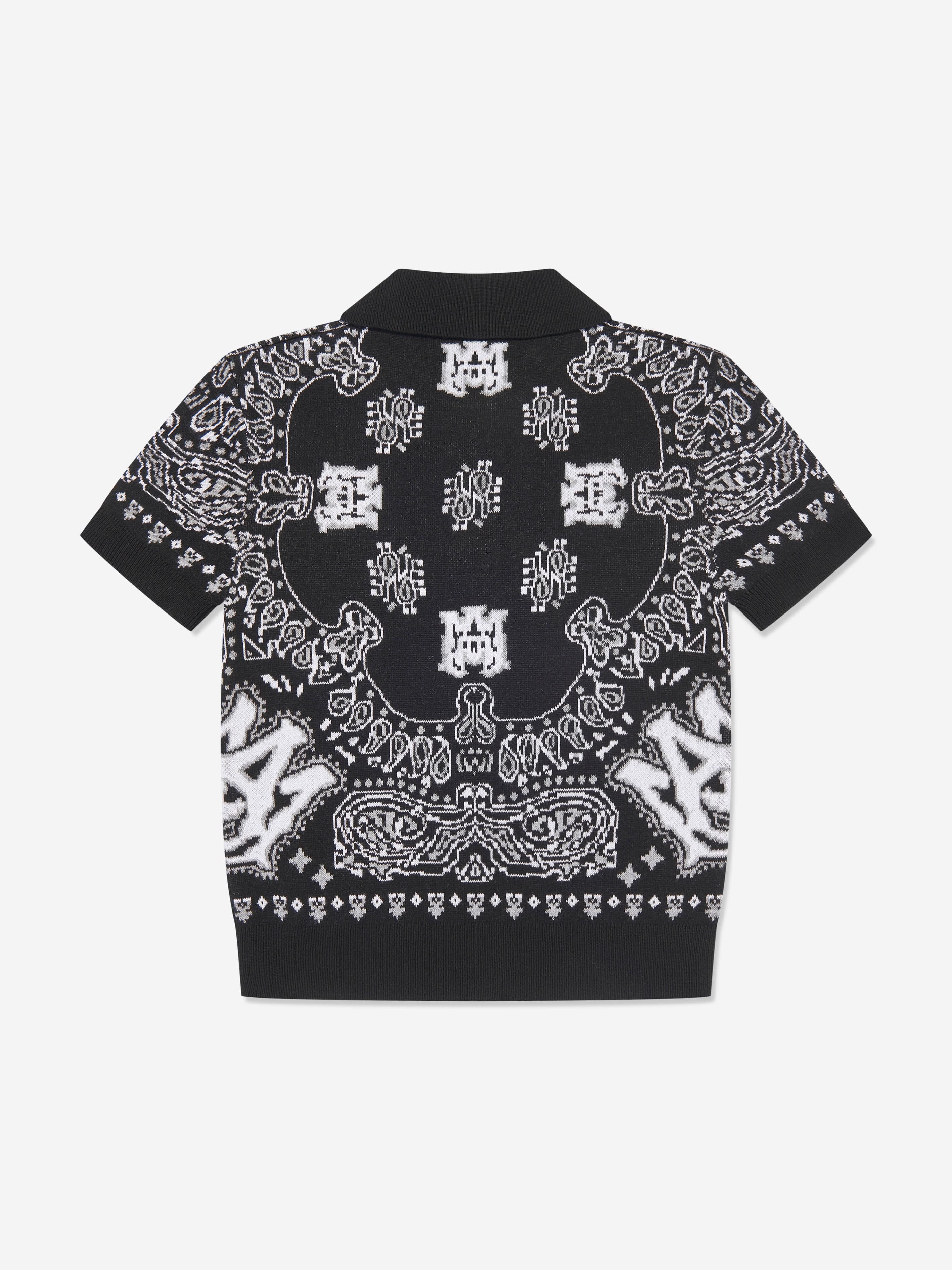 Amiri Boys Bandana Polo Shirt in Black