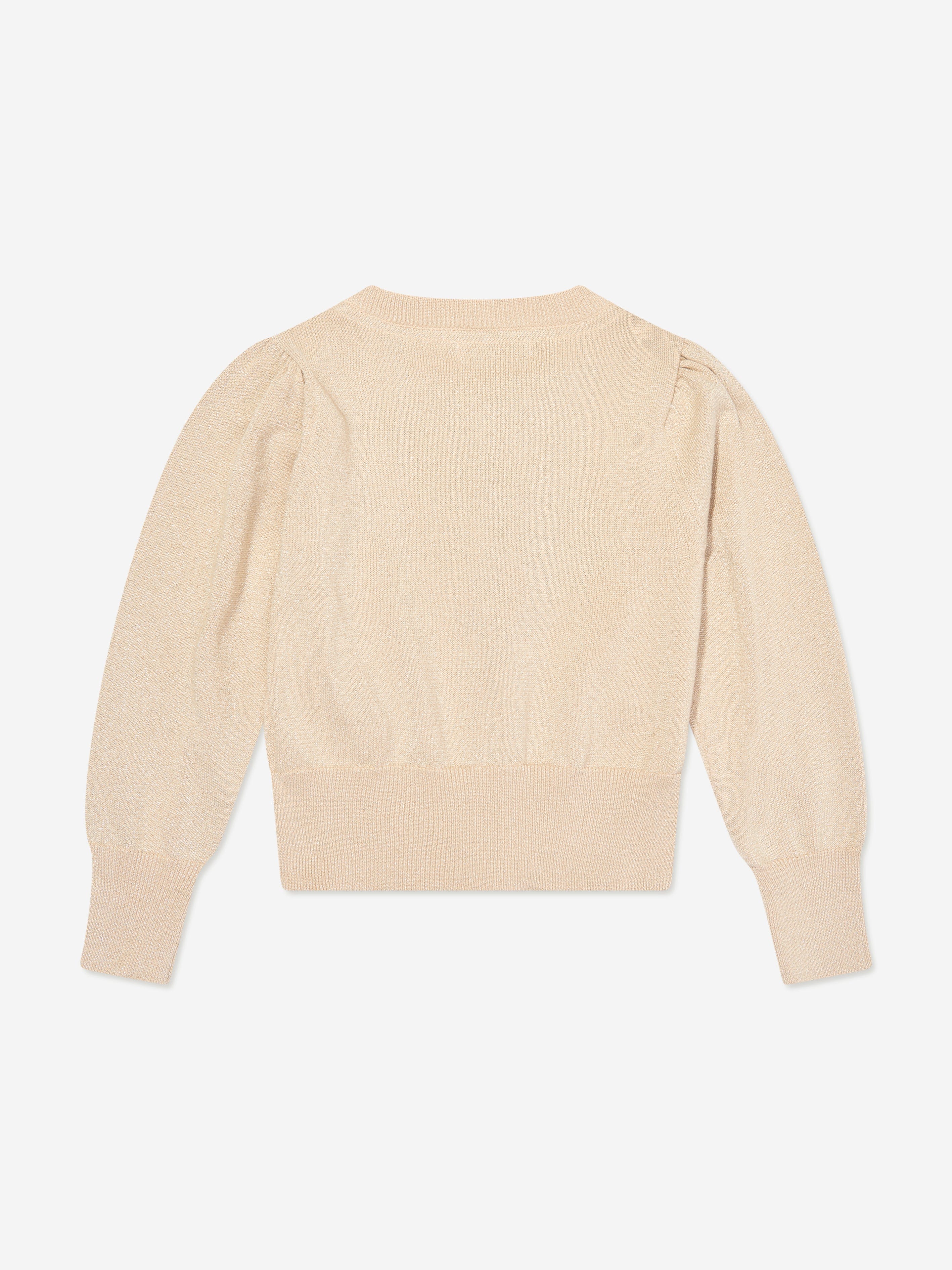Girls Nicolette Metallic Cardigan in Beige