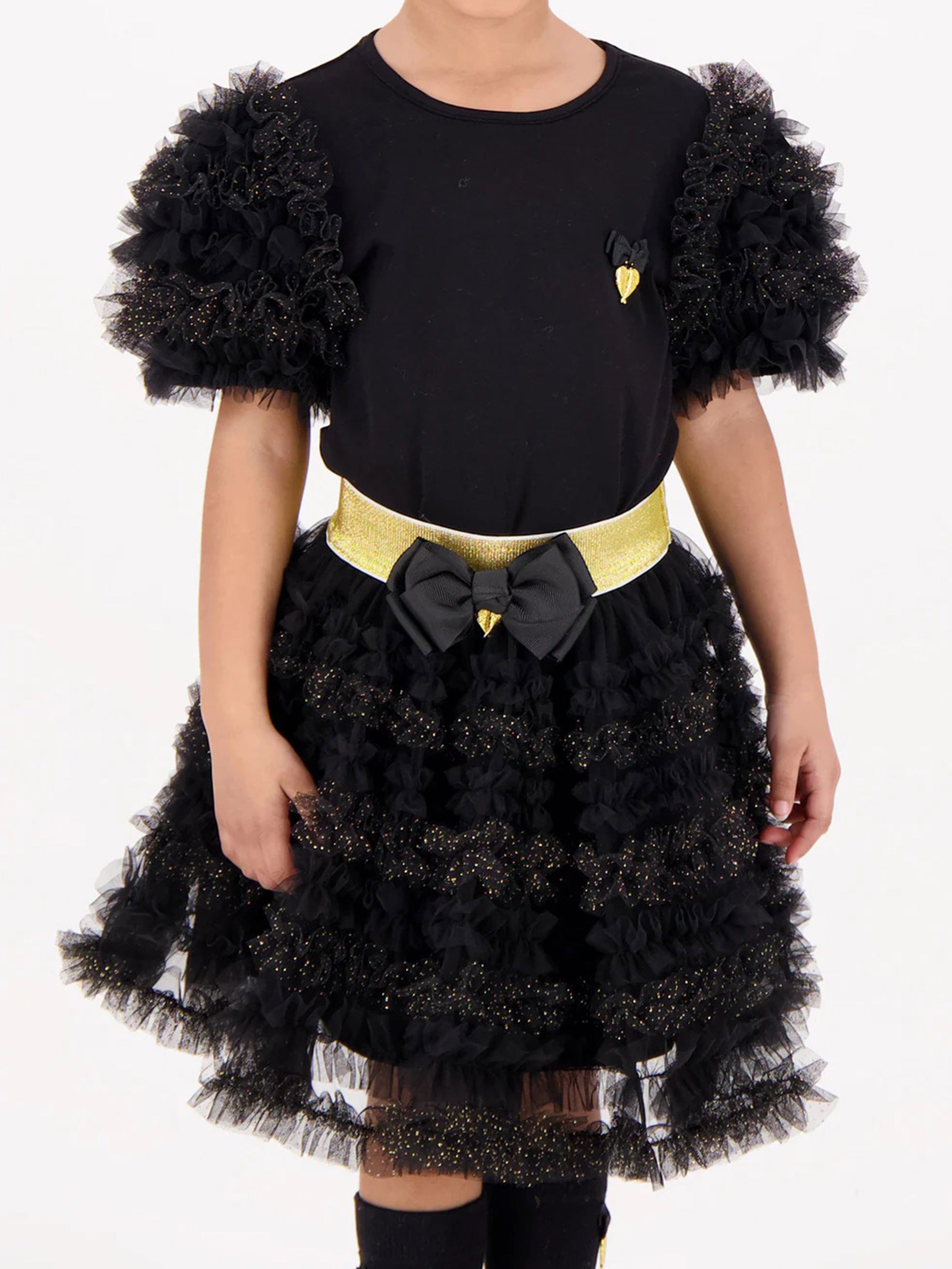 Girls Ballroom Ruffle Skirt in Black