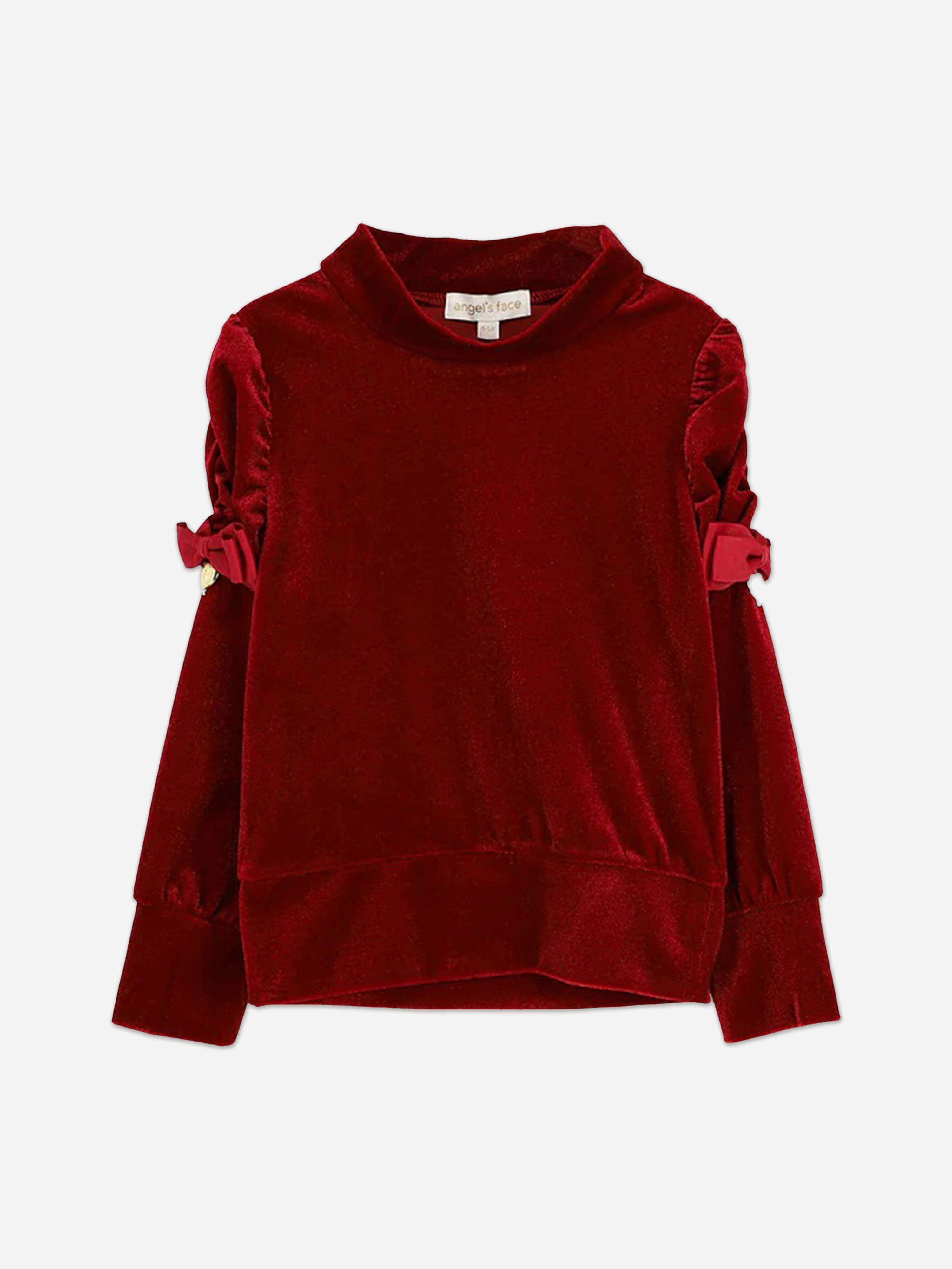 Girls Finella Velveteen Leggings Set in Red