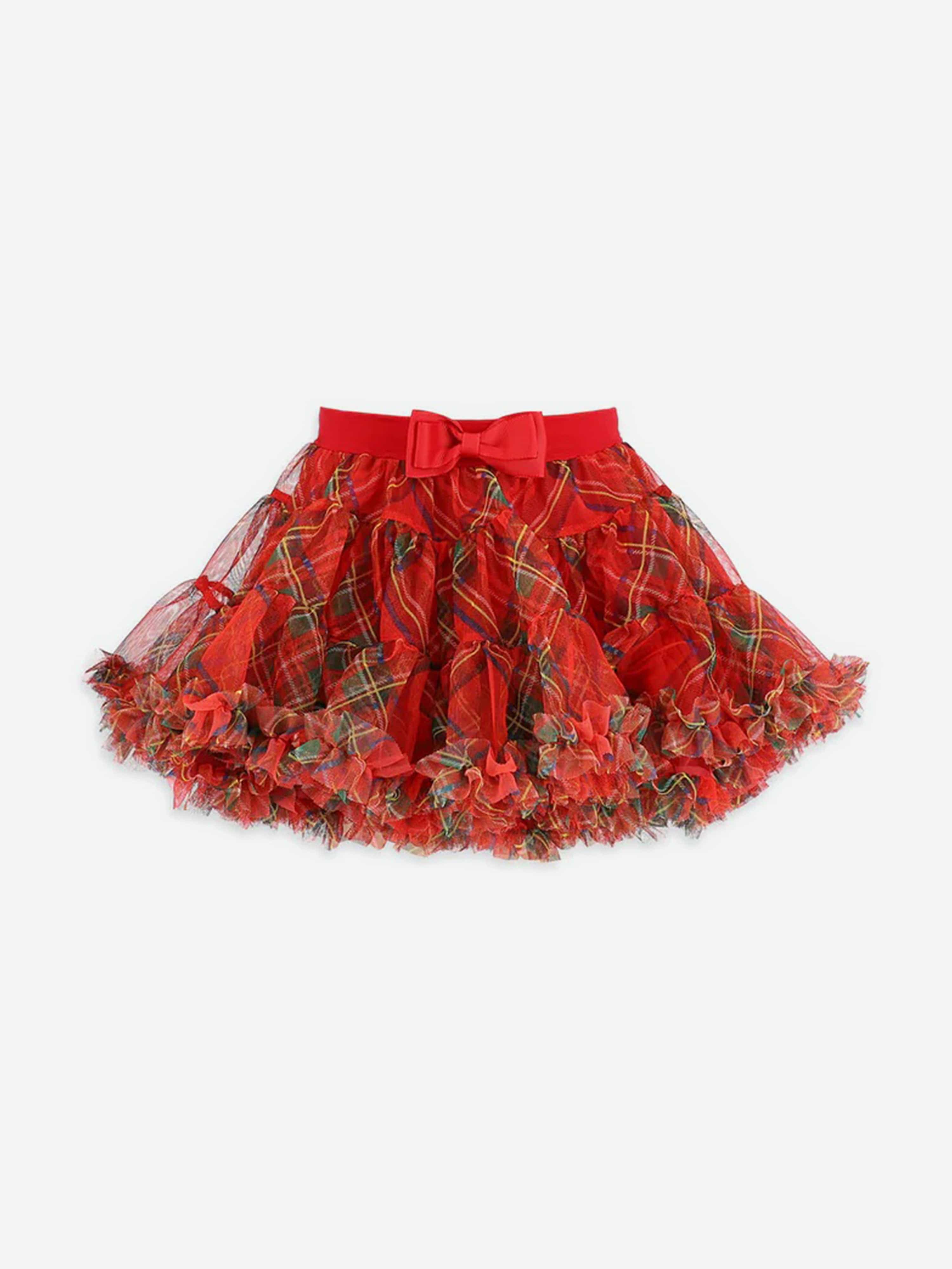 Angels Face Baby Girls Kitty Tartan Tutu in Red