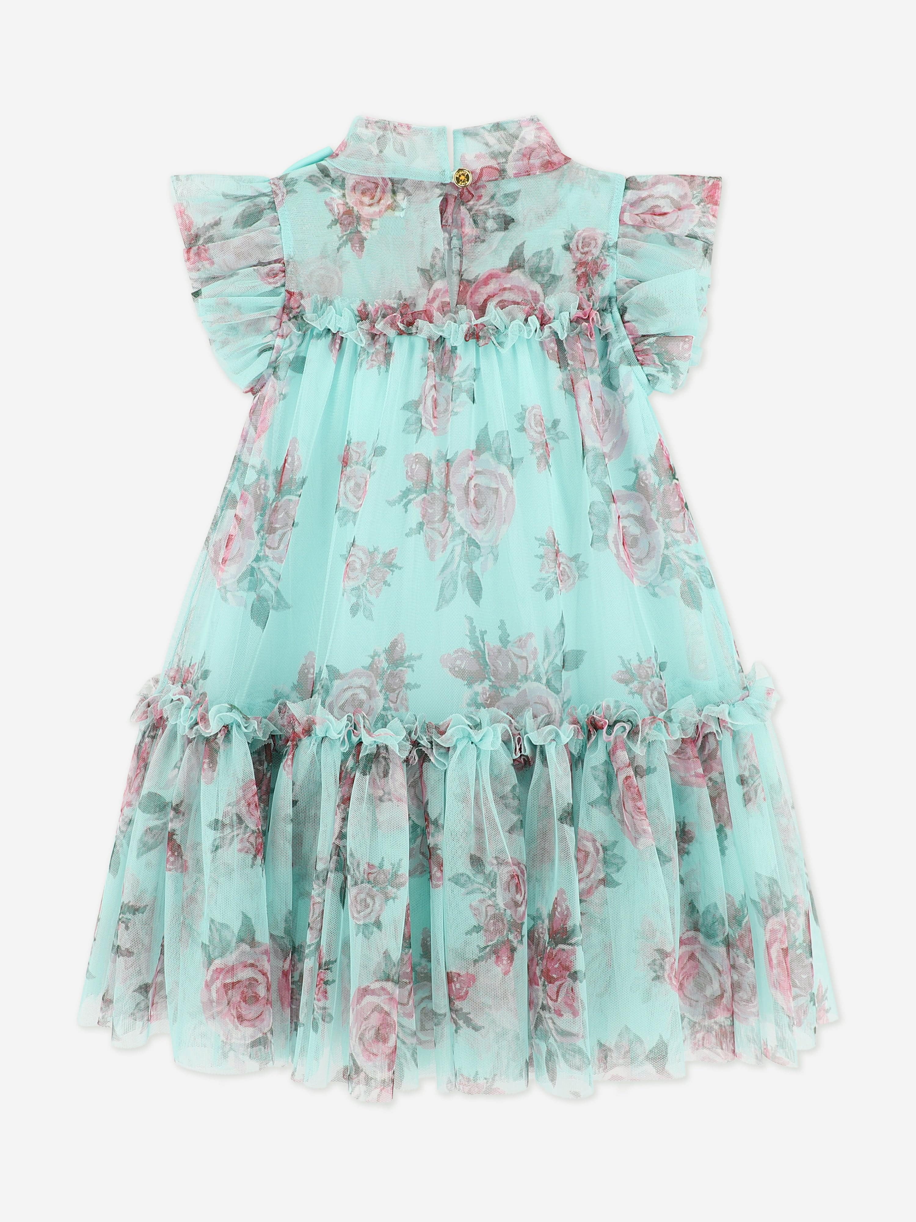 Girls Marigold Roses Dress in Blue