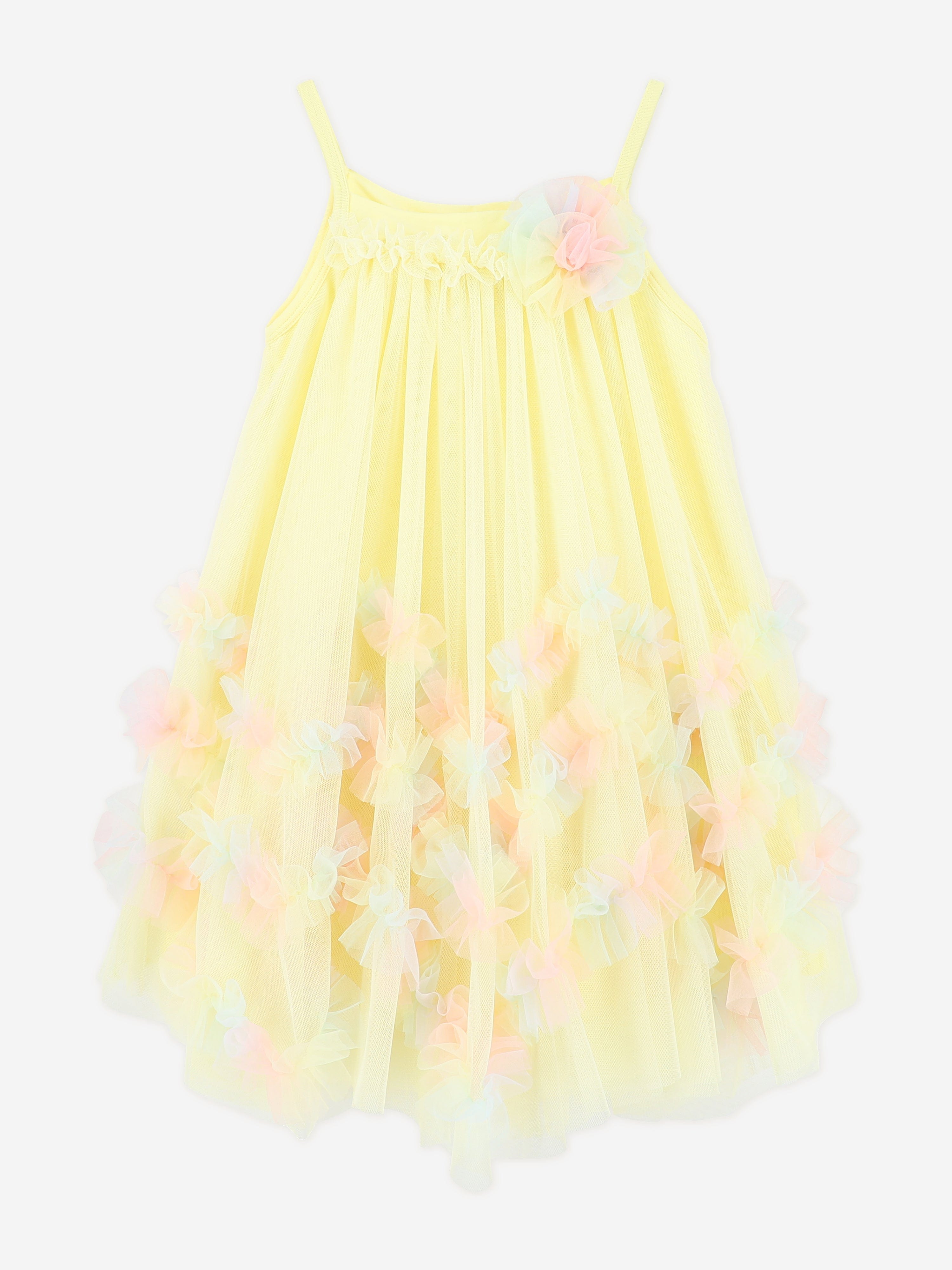 Girls Zigzag Tulle Dress in Yellow