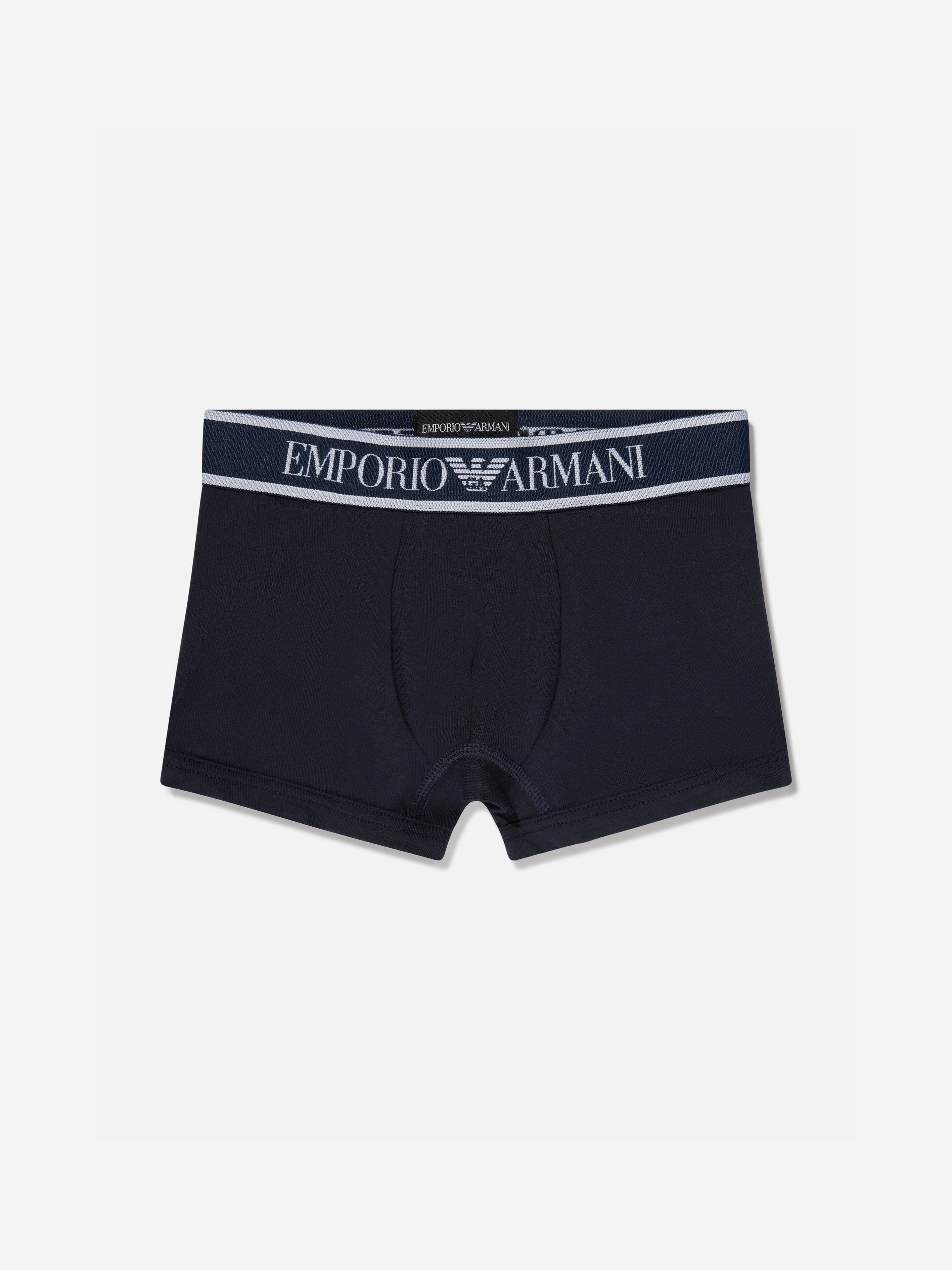 Emporio Armani Boys 2 Pack Boxer Shorts Set in White