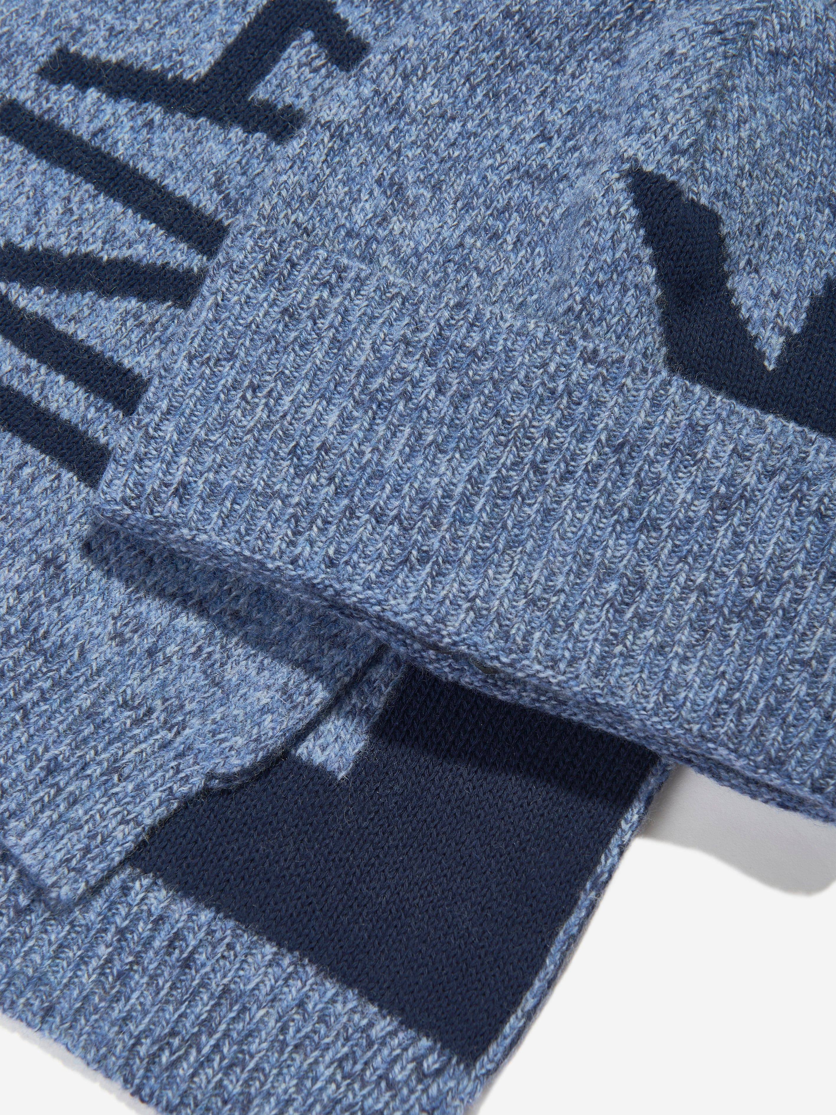 Emporio Armani Boys Knitetd Hat and Scarf Set in Blue