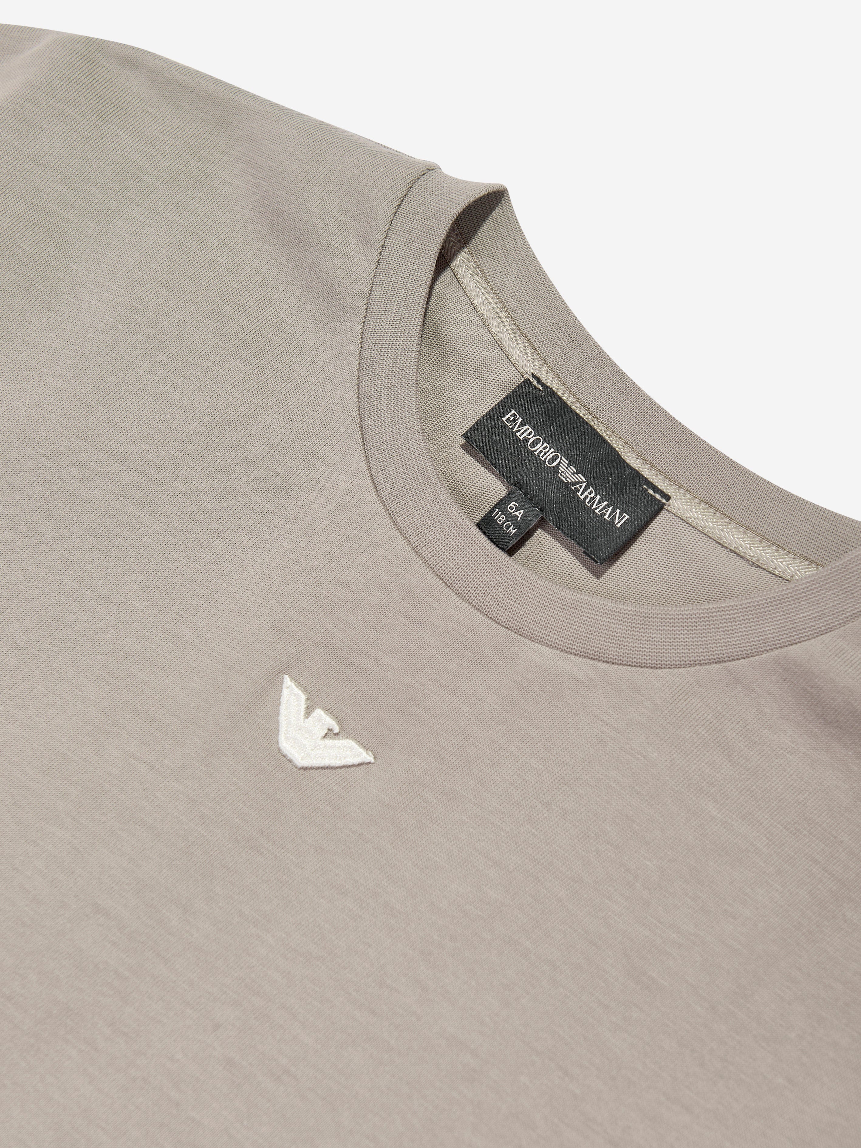 Emporio Armani Boys Logo T-Shirt in Beige