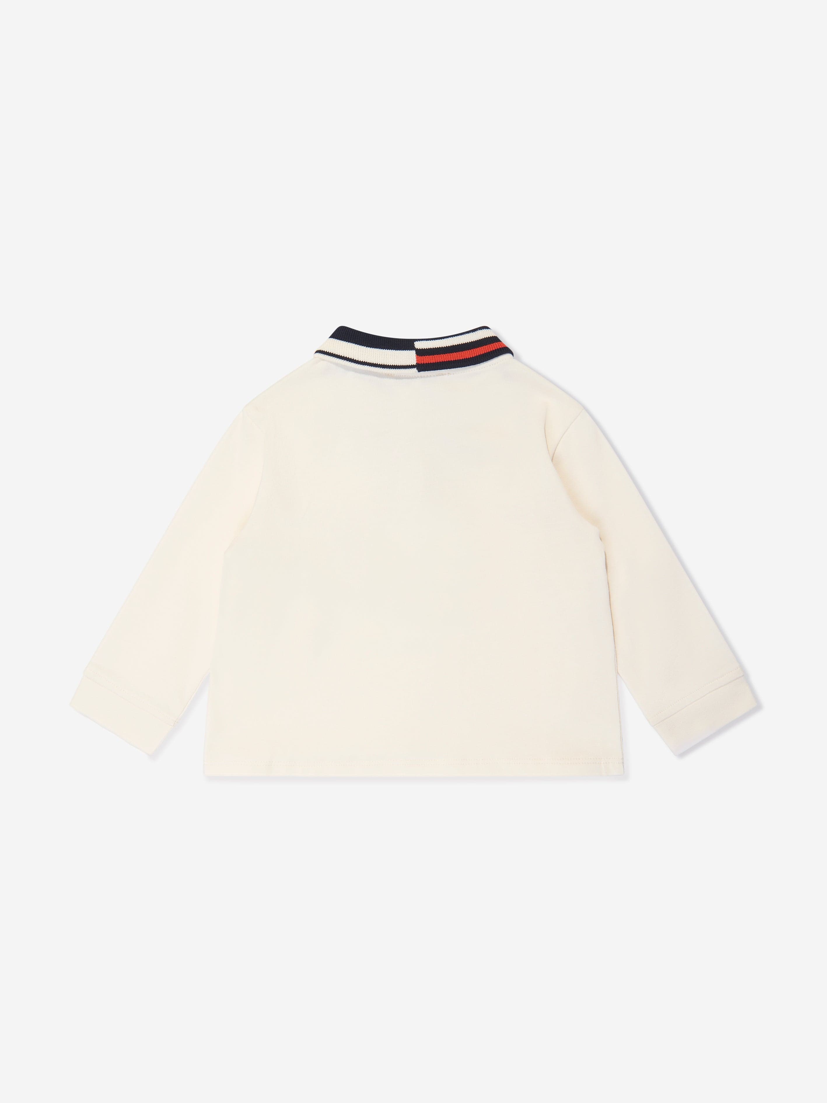 Emporio Armani Baby Boys Long Sleeve Polo Shirt in Ivory