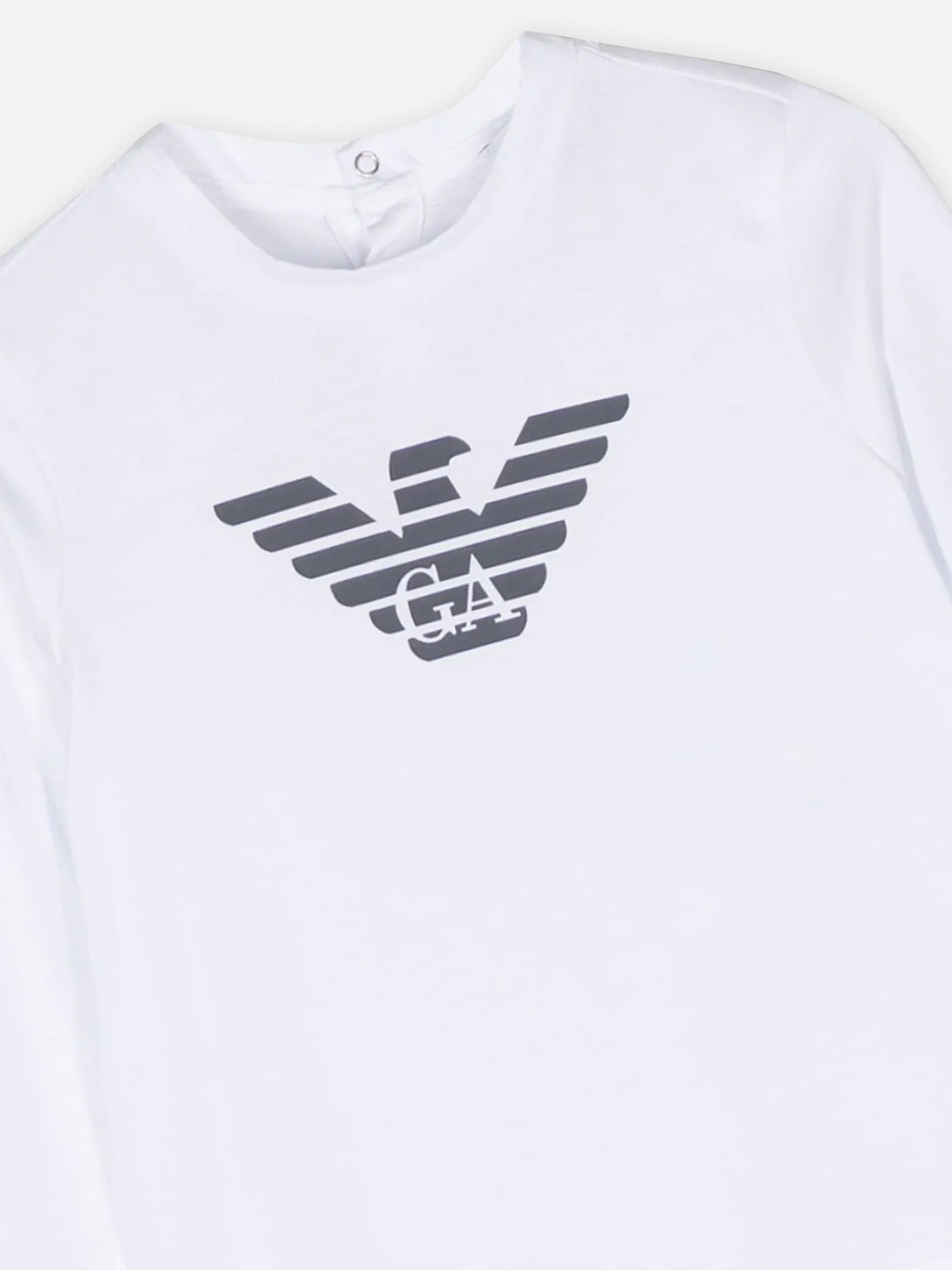 Emporio Armani Baby Boys Long Sleeve T-Shirt in White