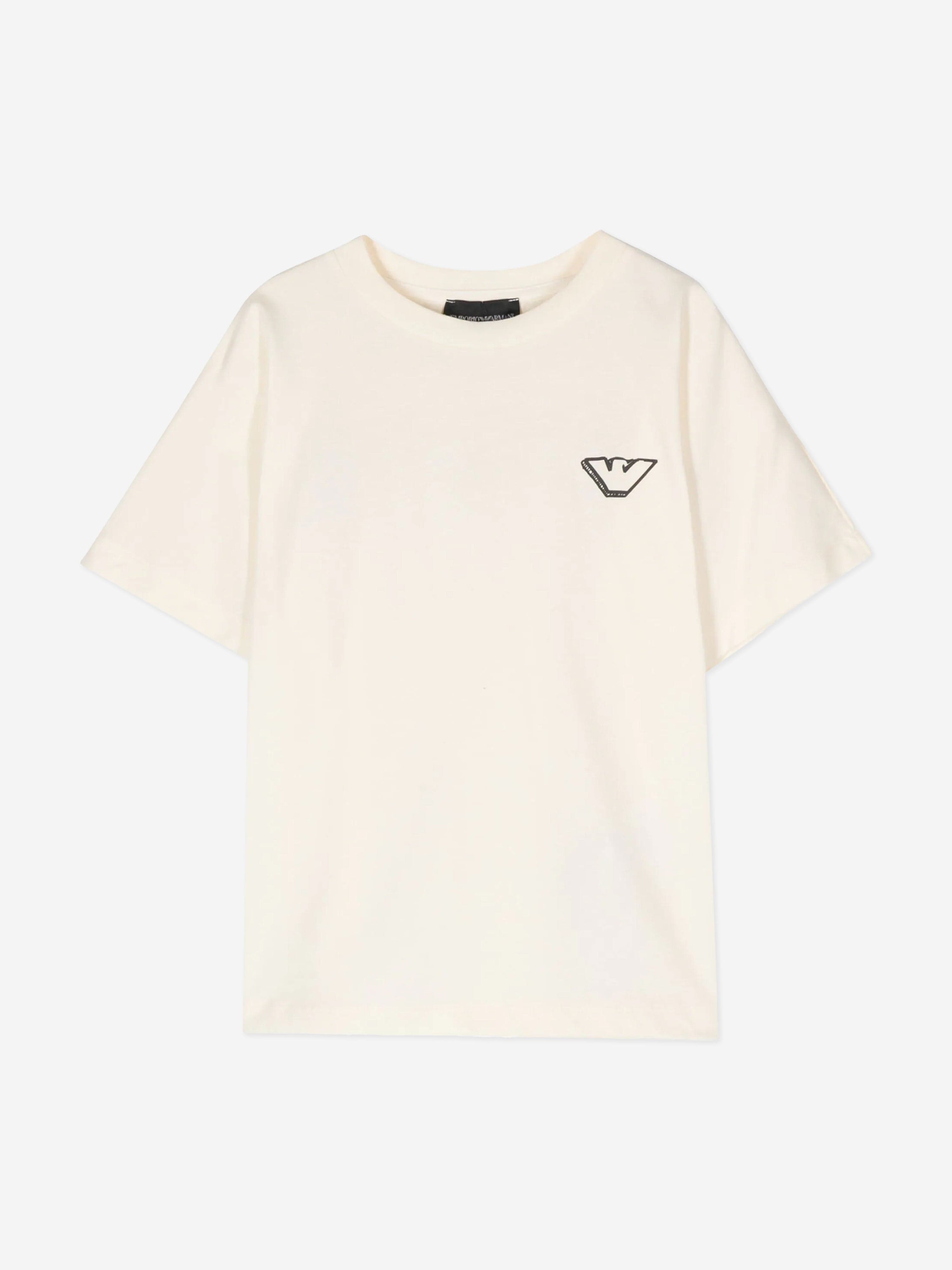 Emporio Armani Boys Logo T-Shirt in Ivory