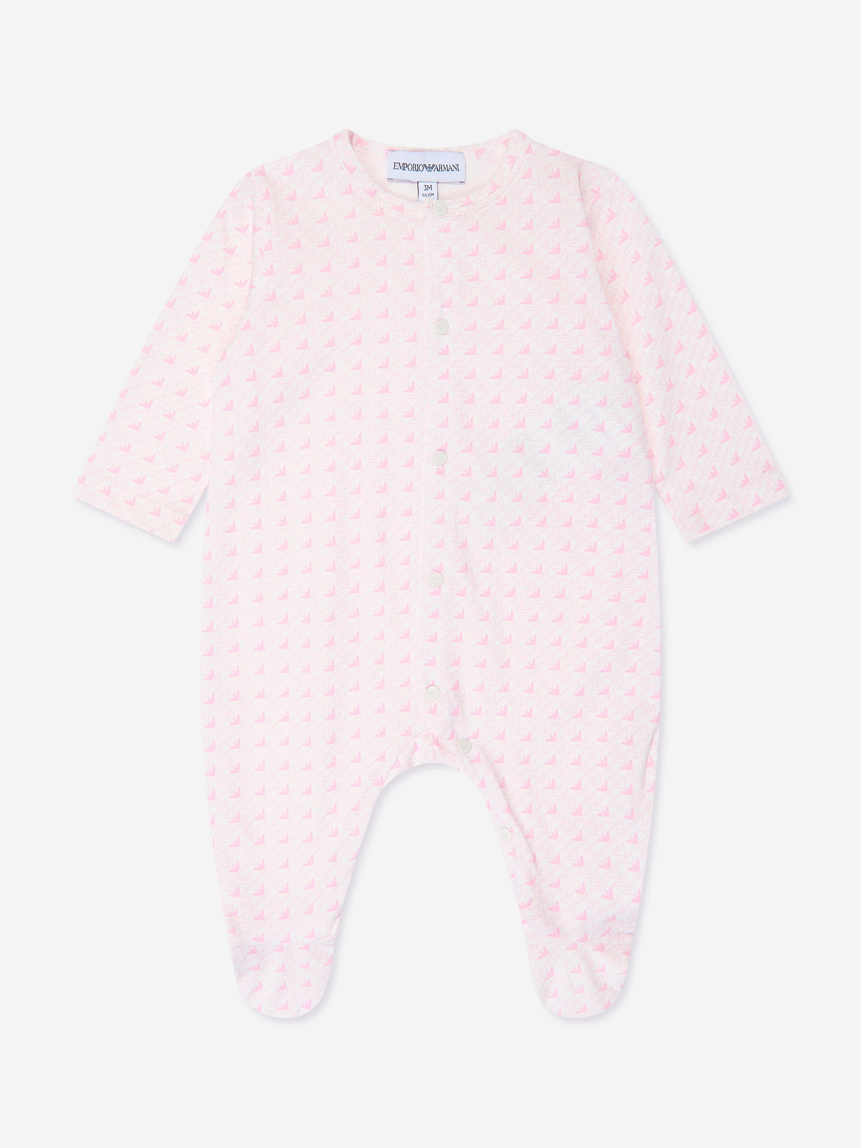 Emporio Armani Baby Girls Logo Babygrow Gift Set in Pink