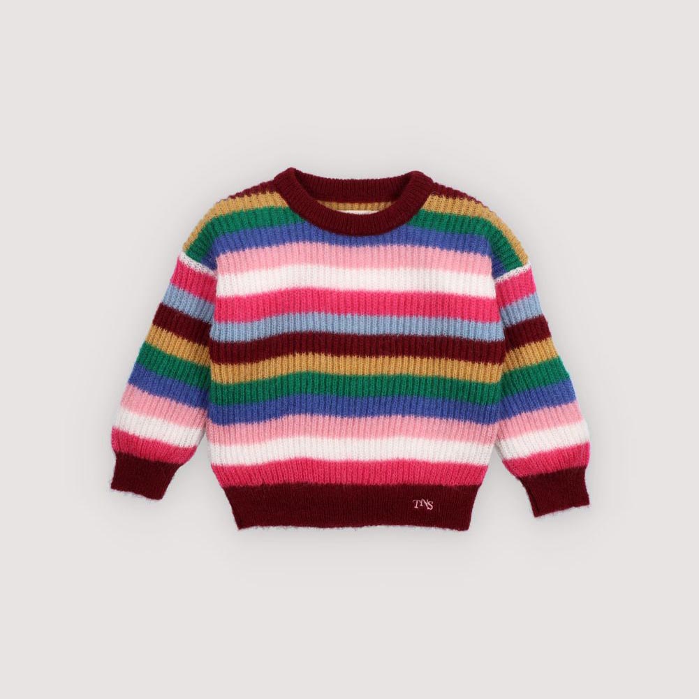 Girls Multicolor Stripes Knit Sweater