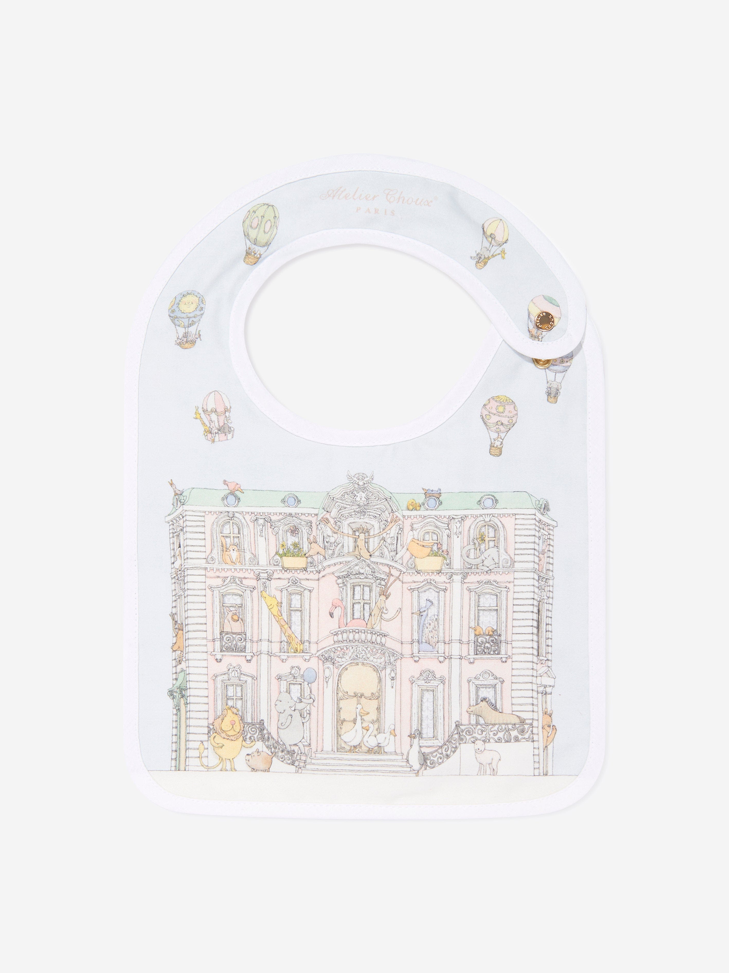Atelier Choux Baby Monceau Mansion Swaddle And Satin Bib Set in Blue
